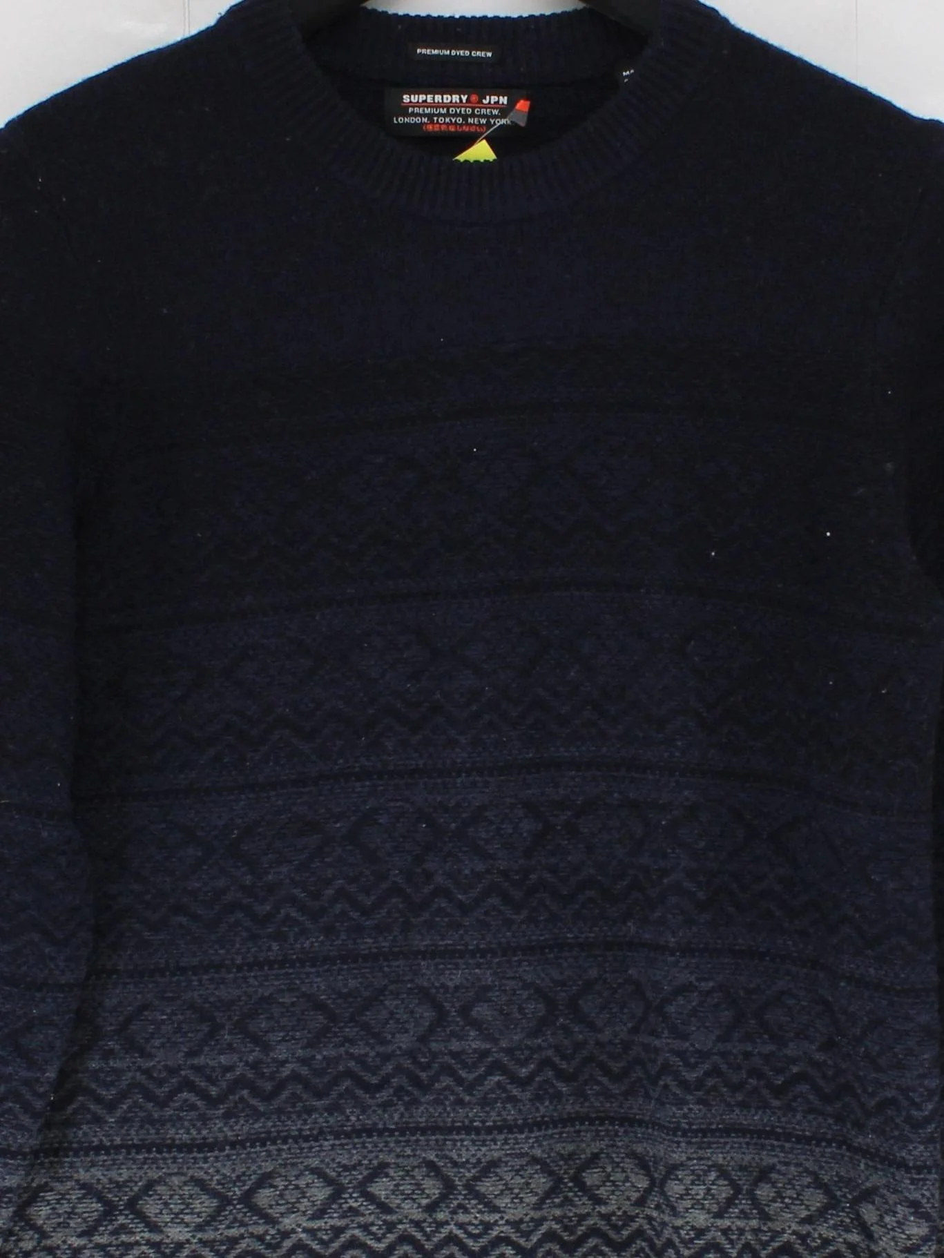 Superdry Men's Jumper M Blue Geometric Wool with Nylon Crew Neck Pullover - Image 3
