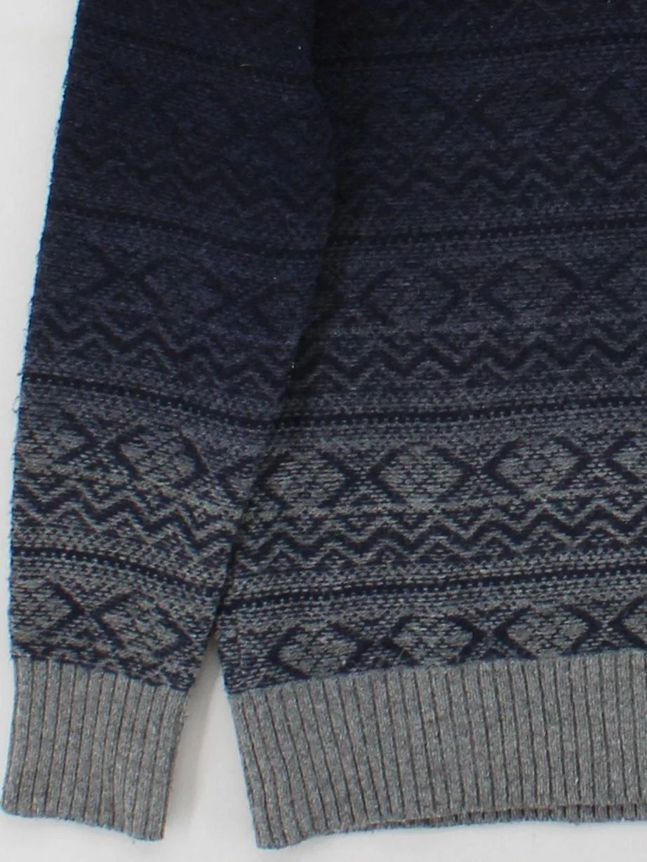 Superdry Men's Jumper M Blue Geometric Wool with Nylon Crew Neck Pullover - Image 4