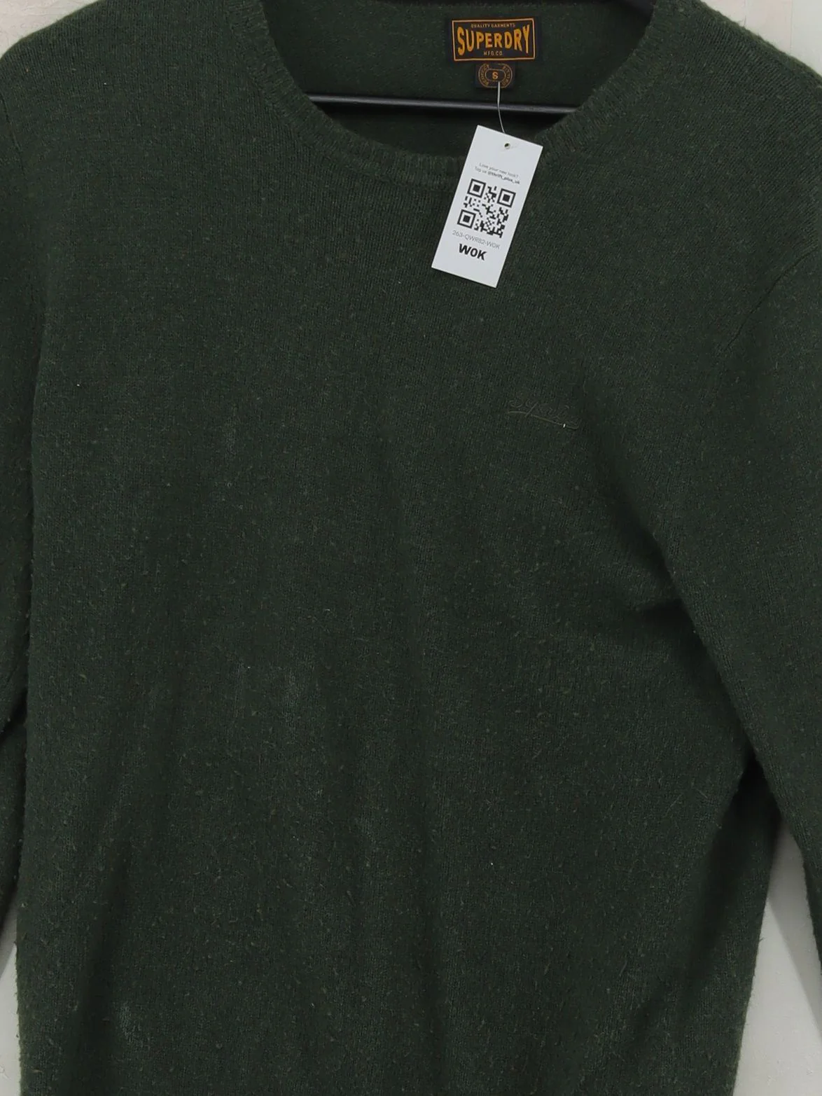 Superdry Men's Jumper S Green Wool with Nylon, Cotton Round Neck Pullover - Image 3