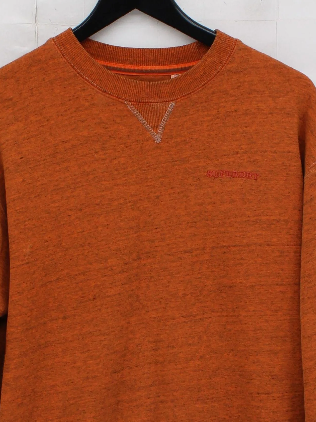 Superdry Men's Jumper XS Orange 100% Cotton Crew Neck Pullover - Image 3