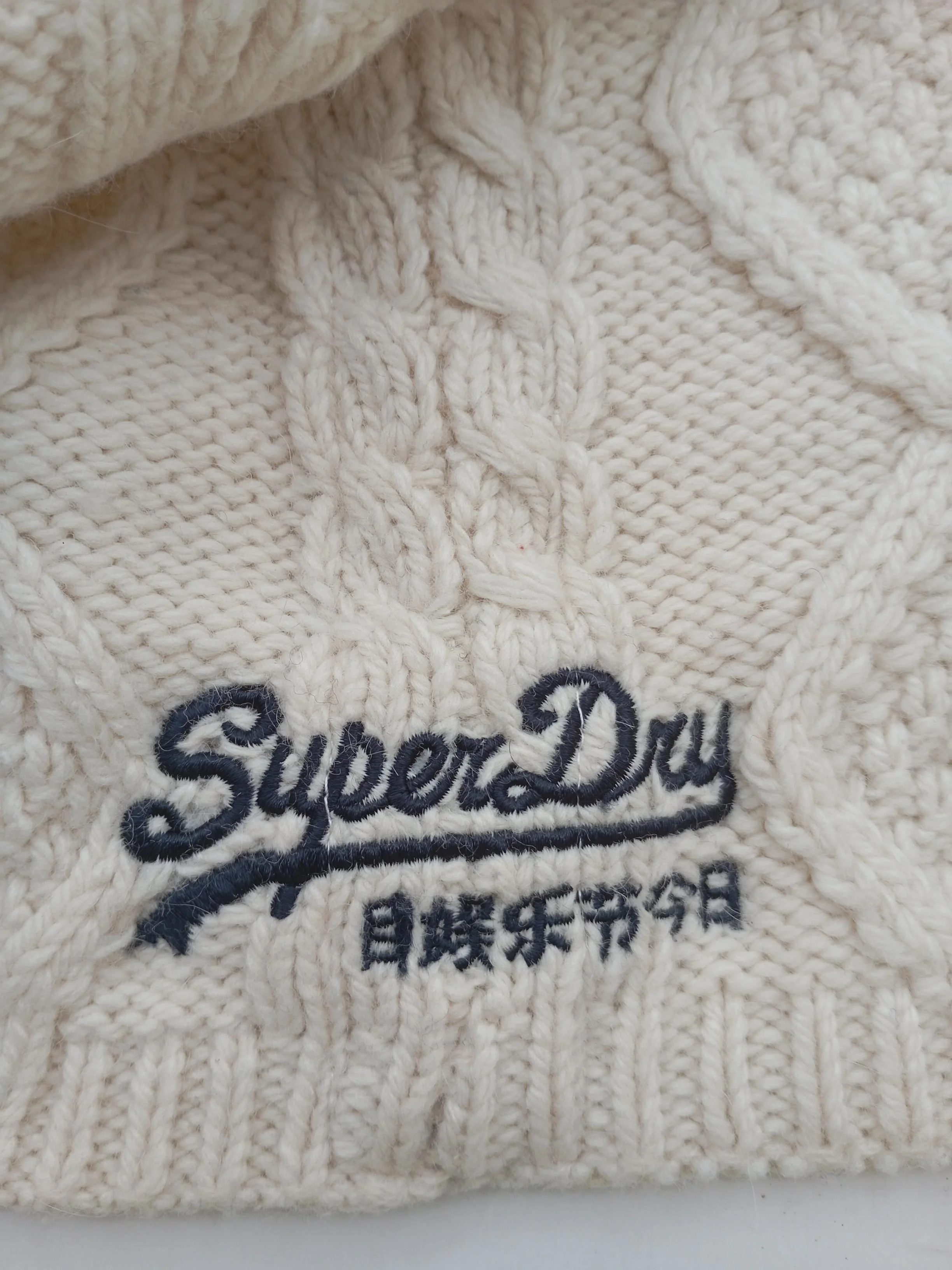 Superdry Men's Scarf Cream Wool with Acrylic, Nylon, Angora Scarf - Image 2
