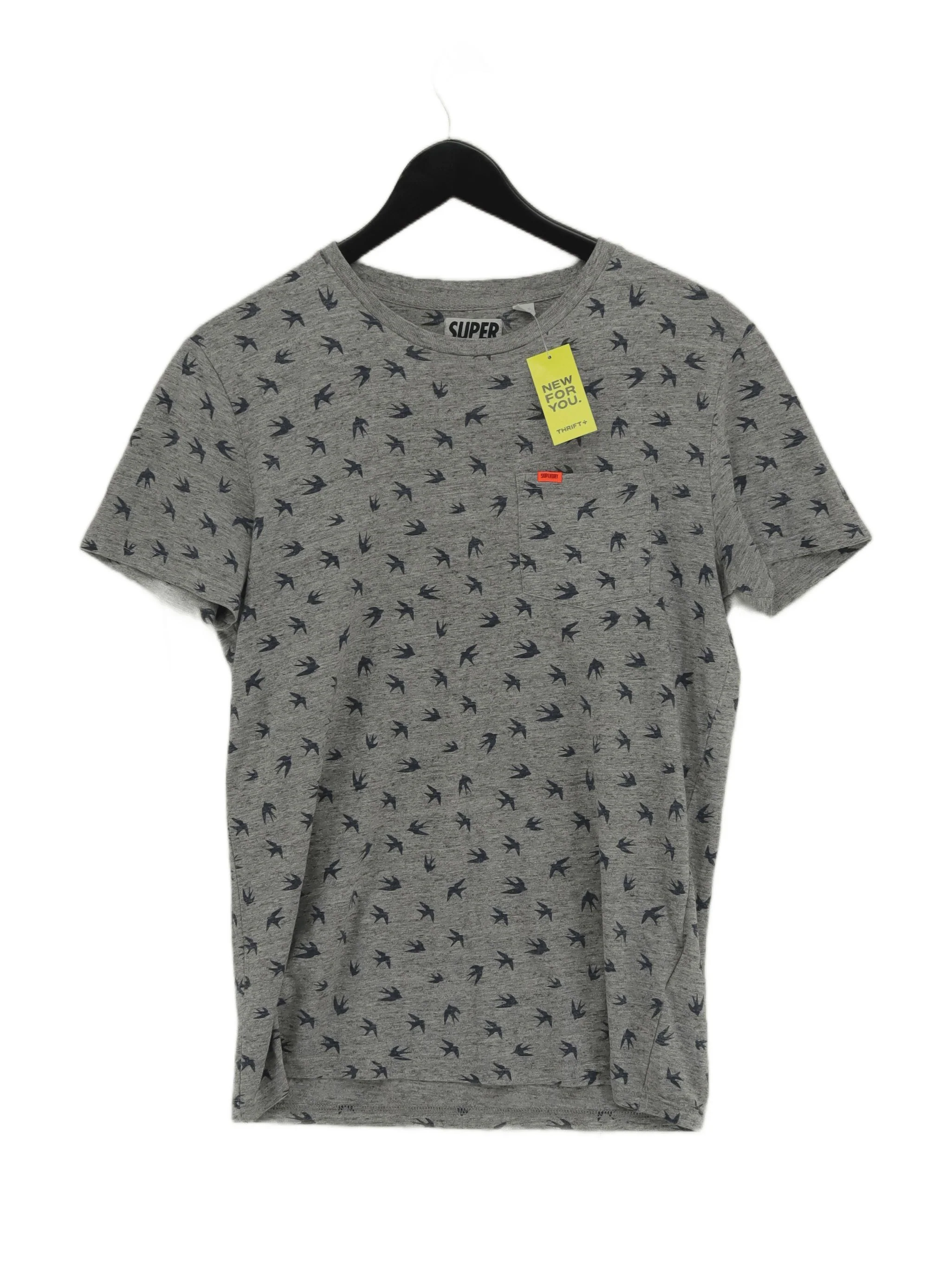 Superdry Men's T-Shirt M Grey Graphic Cotton with Polyester Basic