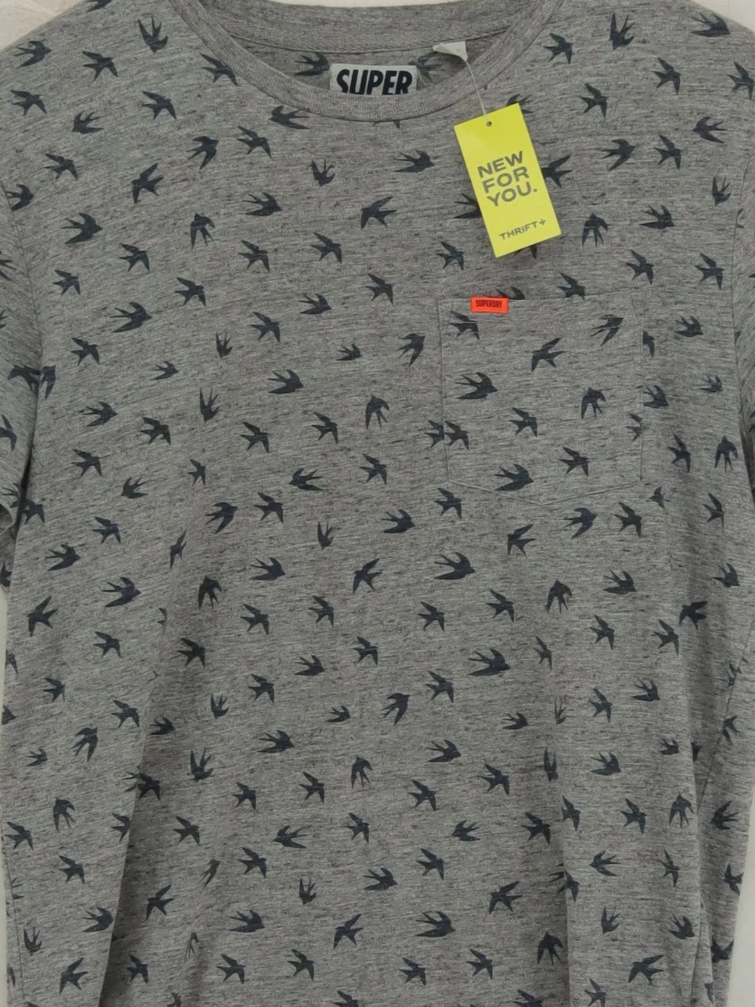 Superdry Men's T-Shirt M Grey Graphic Cotton with Polyester Basic - Image 3