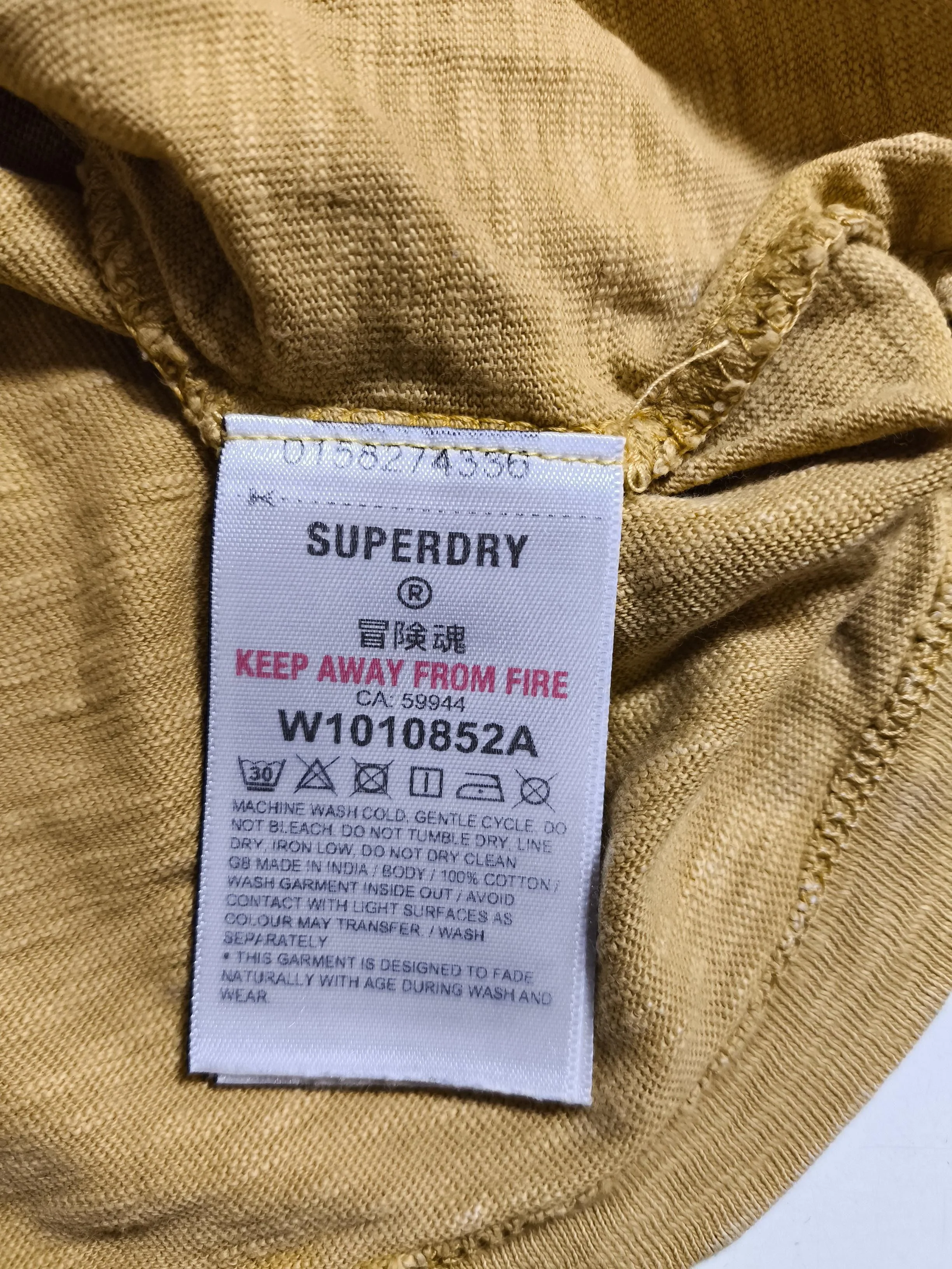 Superdry Men's T-Shirt M Yellow 100% Cotton Basic - Image 7
