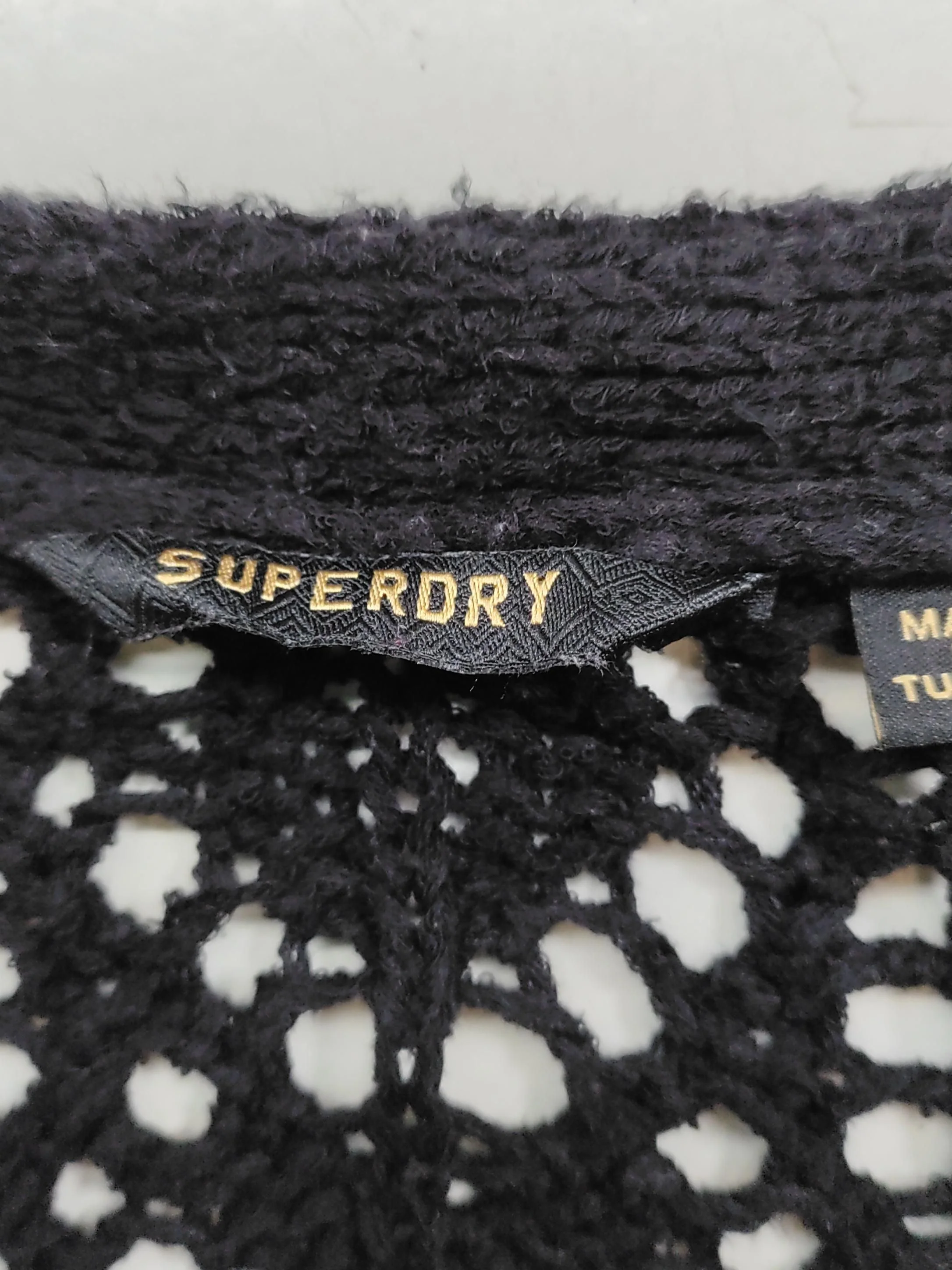 Superdry Women's Cardigan UK 10 Black Cotton with Polyamide V-Neck Cardigan - Image 5