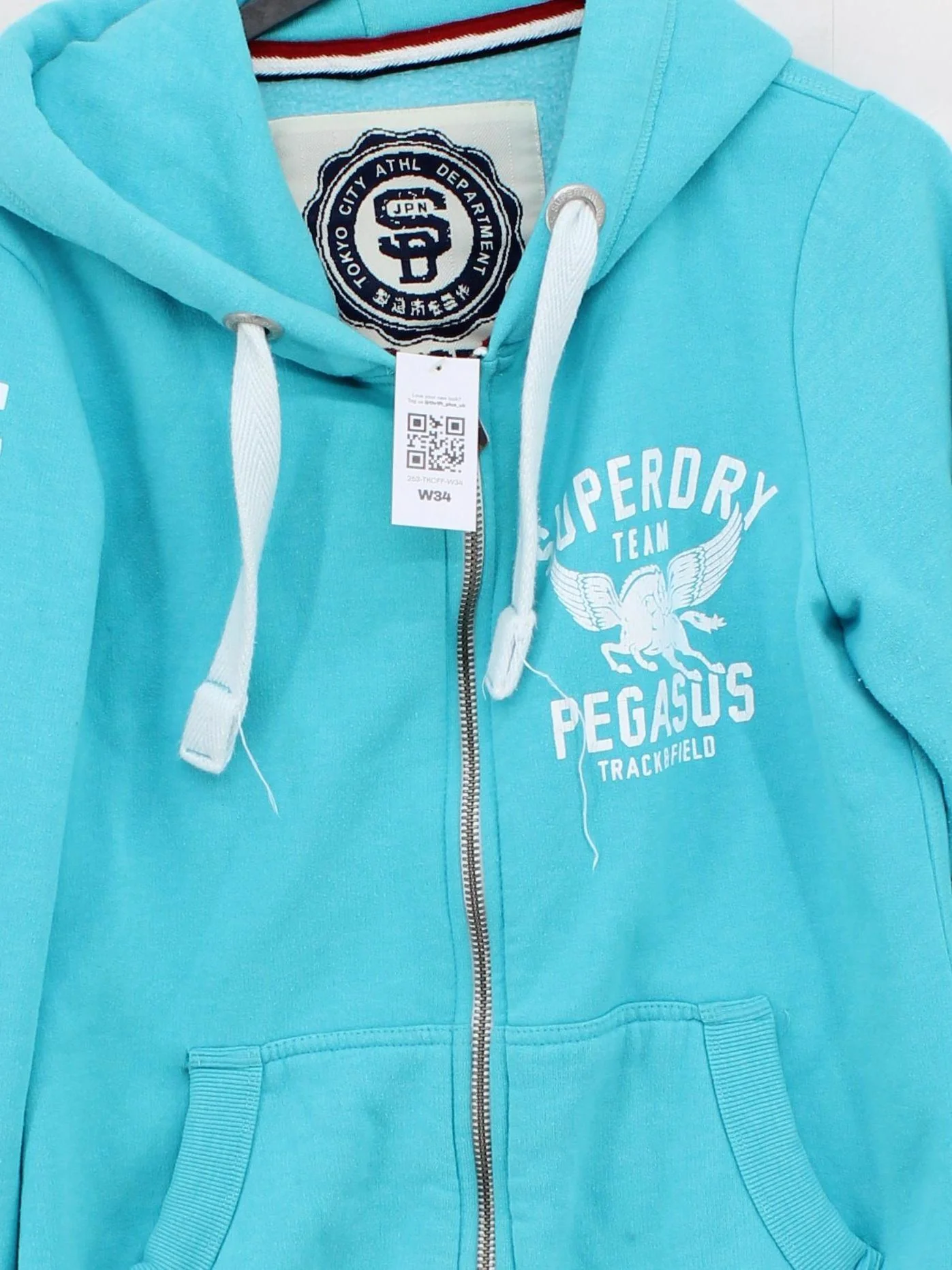Superdry Women's Hoodie L Blue Graphic Cotton with Polyester Pullover - Image 3