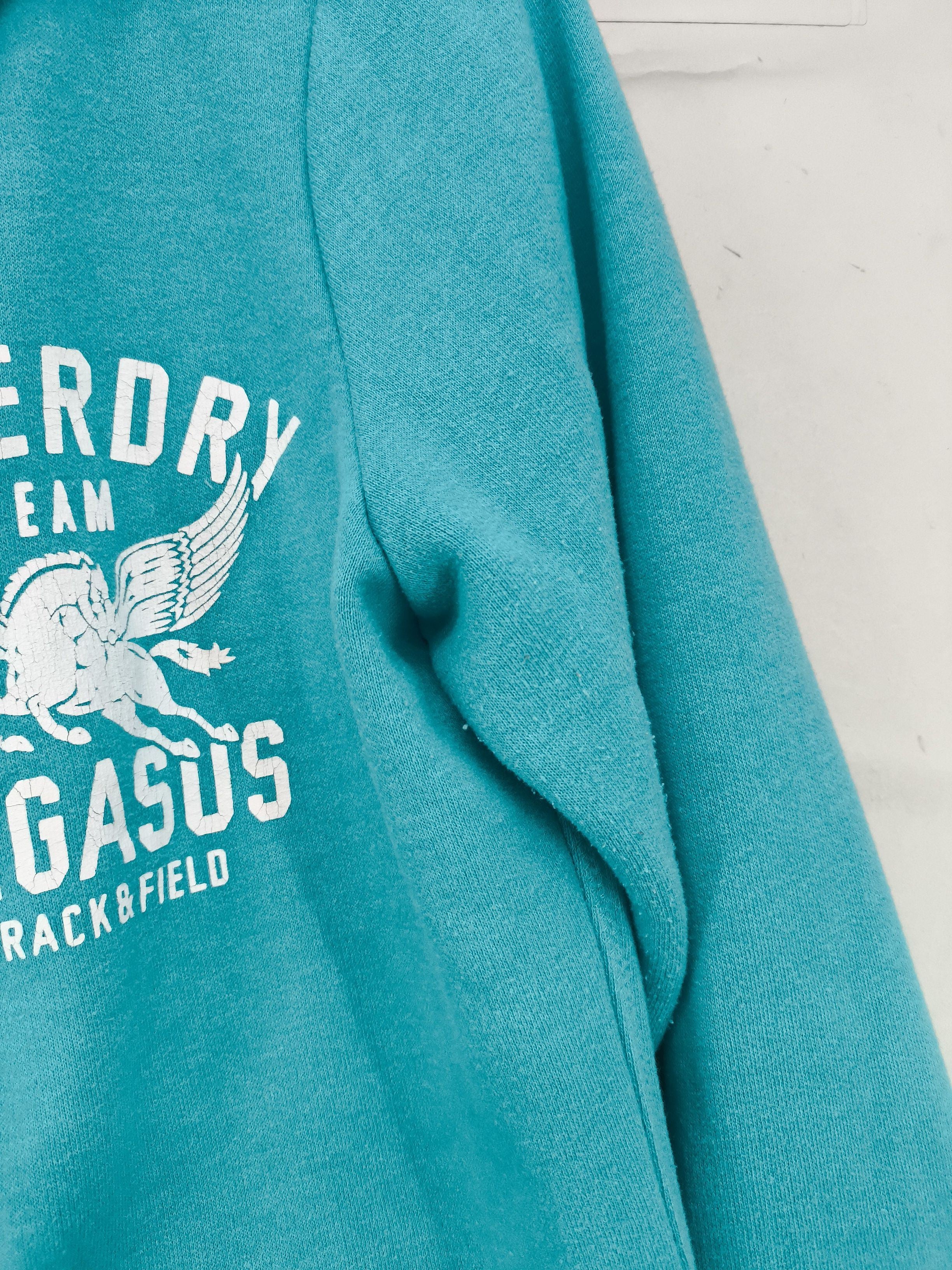 Superdry Women's Hoodie L Blue Graphic Cotton with Polyester Pullover - Image 6