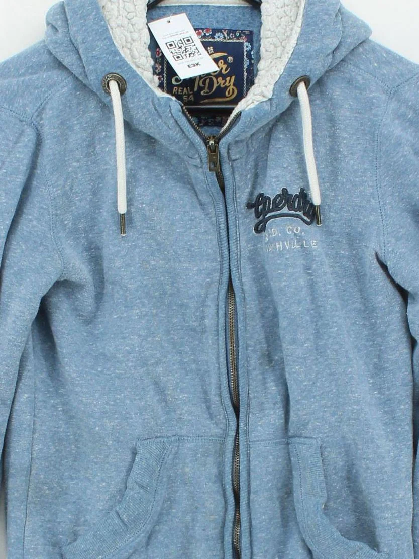 Superdry Women's Hoodie S Blue Cotton with Polyester Pullover - Image 3