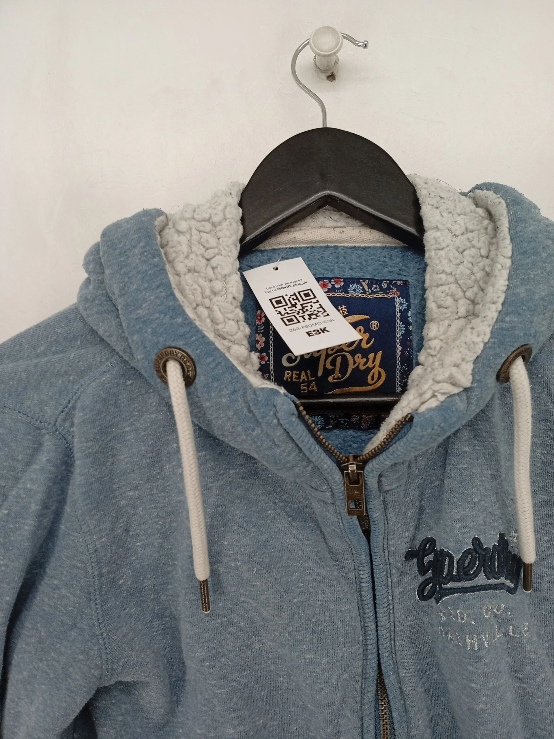 Superdry Women's Hoodie S Blue Cotton with Polyester Pullover - Image 5