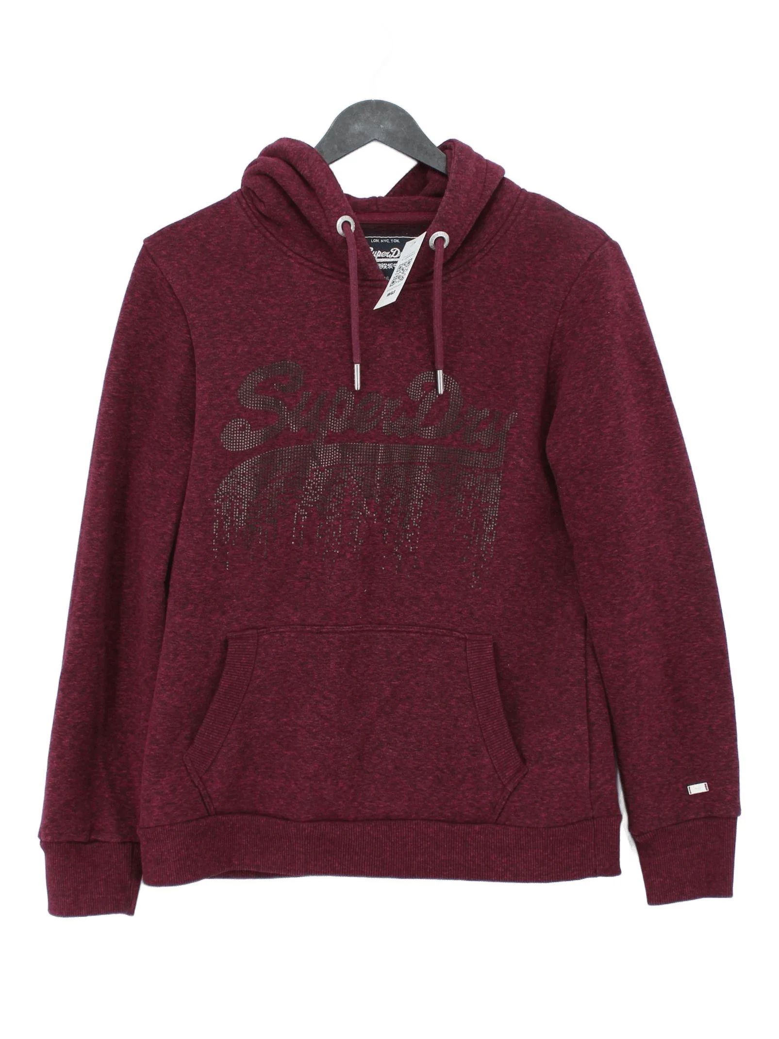 Superdry Women's Hoodie S Red Cotton with Polyester, Viscose Pullover