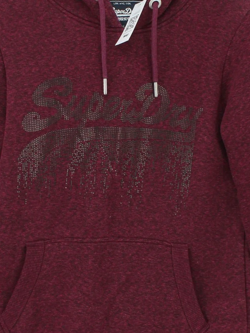 Superdry Women's Hoodie S Red Cotton with Polyester, Viscose Pullover - Image 3