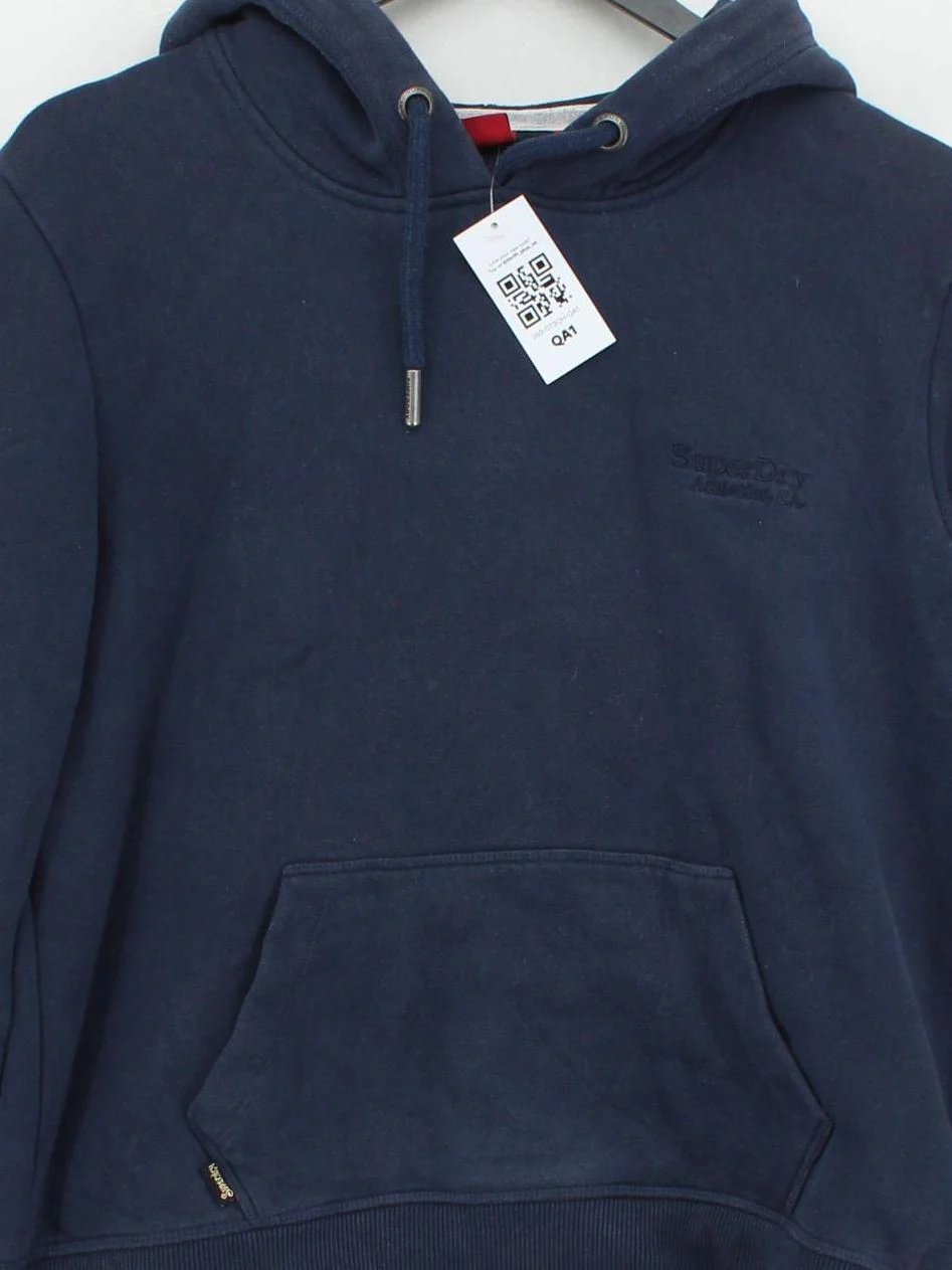 Superdry Women's Hoodie UK 12 Blue Cotton with Polyester Pullover - Image 3
