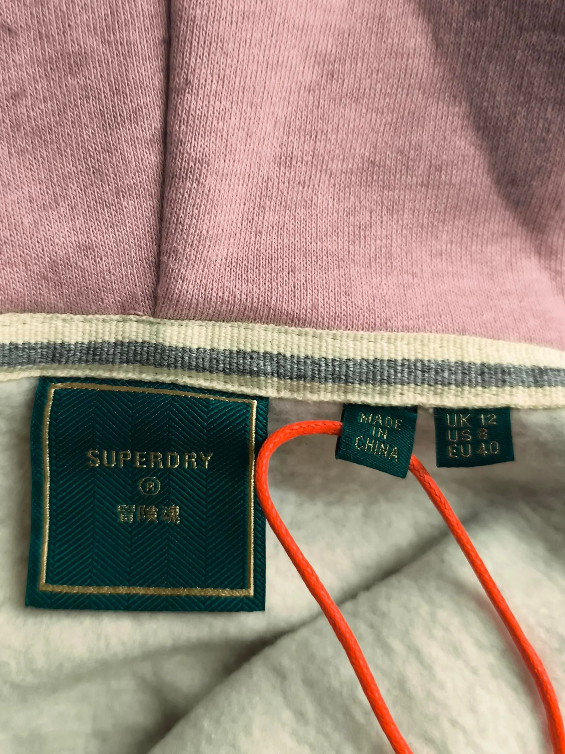 Superdry Women's Hoodie UK 12 Pink Cotton with Polyester Pullover New with tags - Image 5