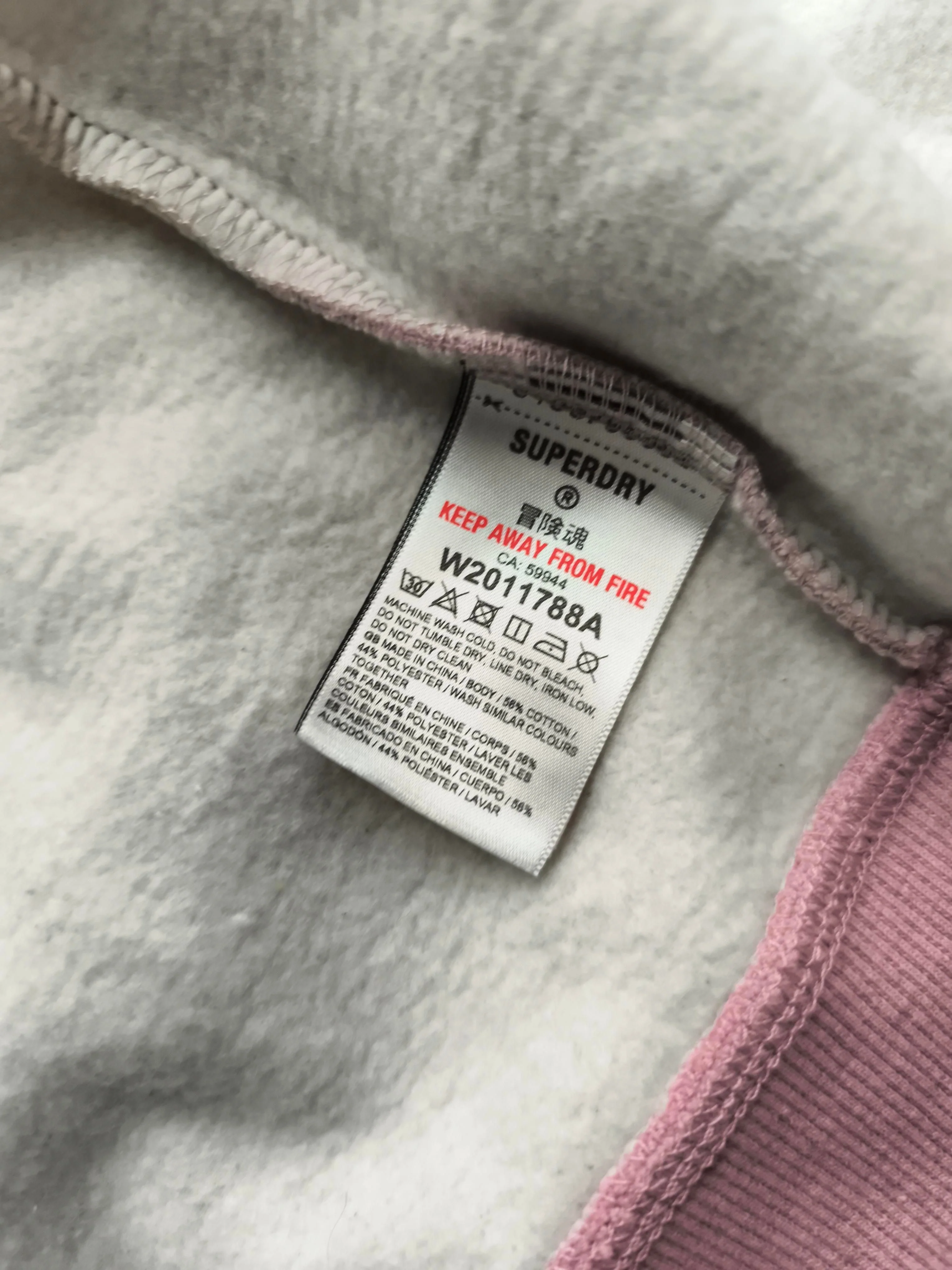 Superdry Women's Hoodie UK 12 Pink Cotton with Polyester Pullover New with tags - Image 6