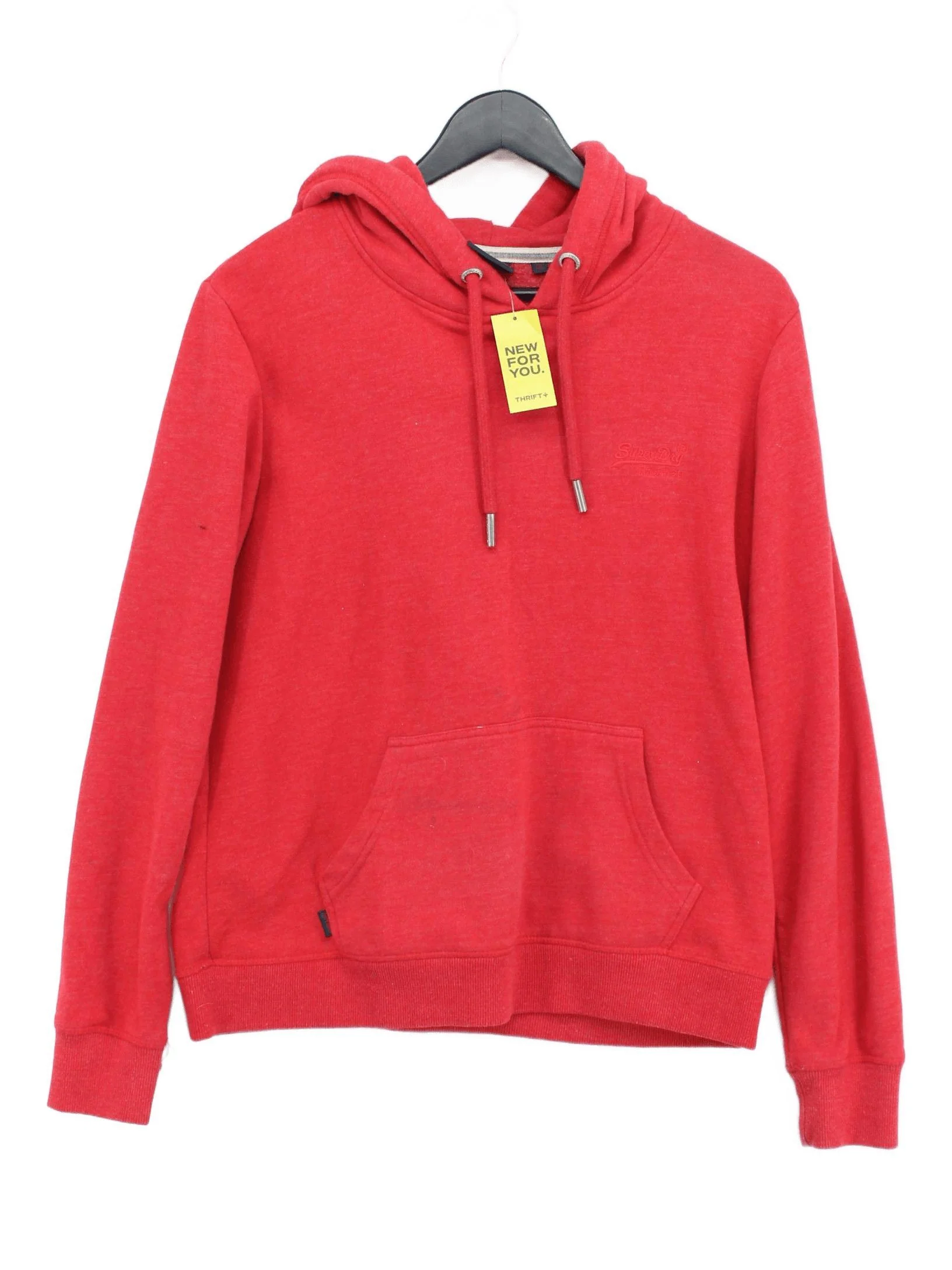 Superdry Women's Hoodie UK 12 Red Cotton with Polyester Pullover