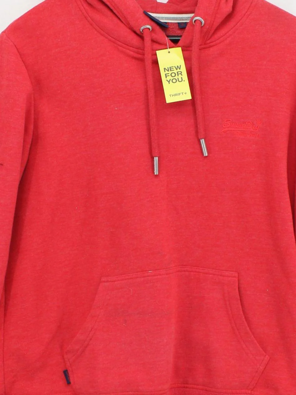Superdry Women's Hoodie UK 12 Red Cotton with Polyester Pullover - Image 3