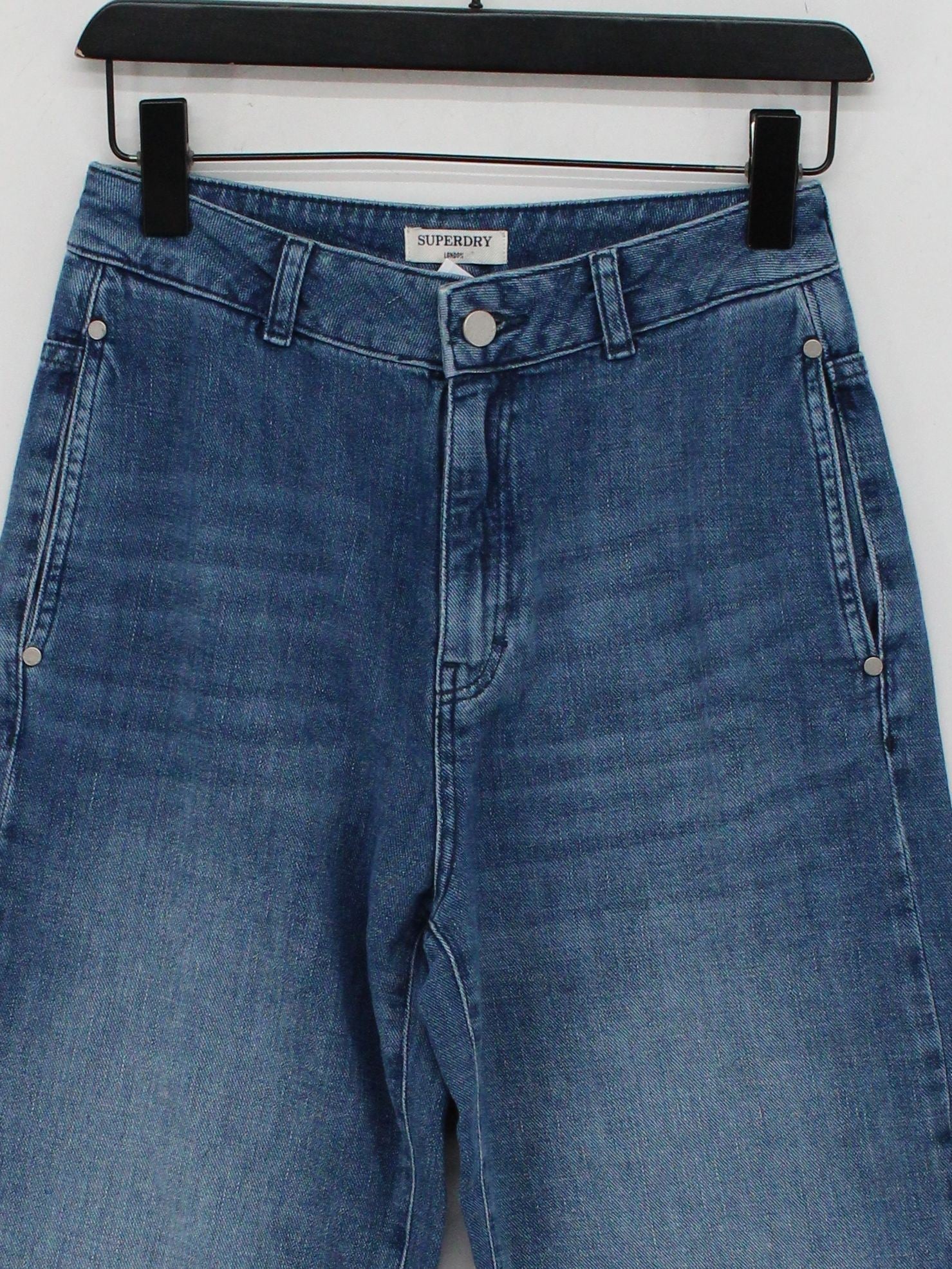 Superdry Women's Jeans W 25 in Blue 100% Cotton Wide-Leg - Image 3