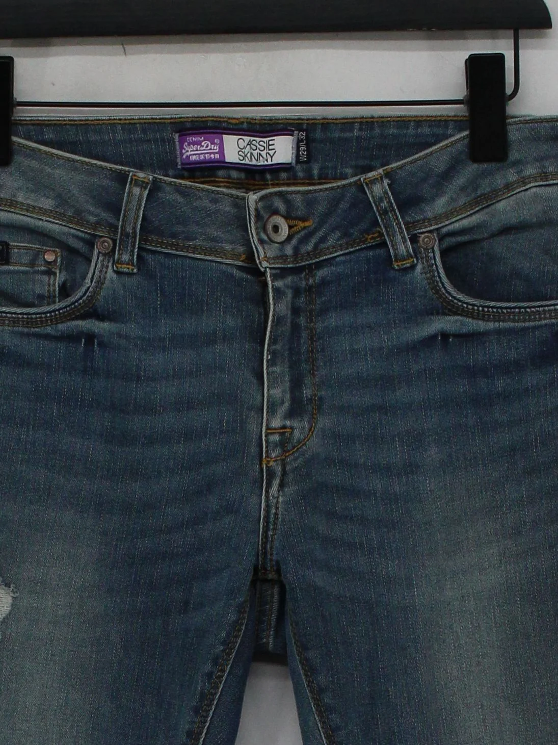Superdry Women's Jeans W 29 in Blue Cotton with Polyester, Elastane Skinny - Image 3