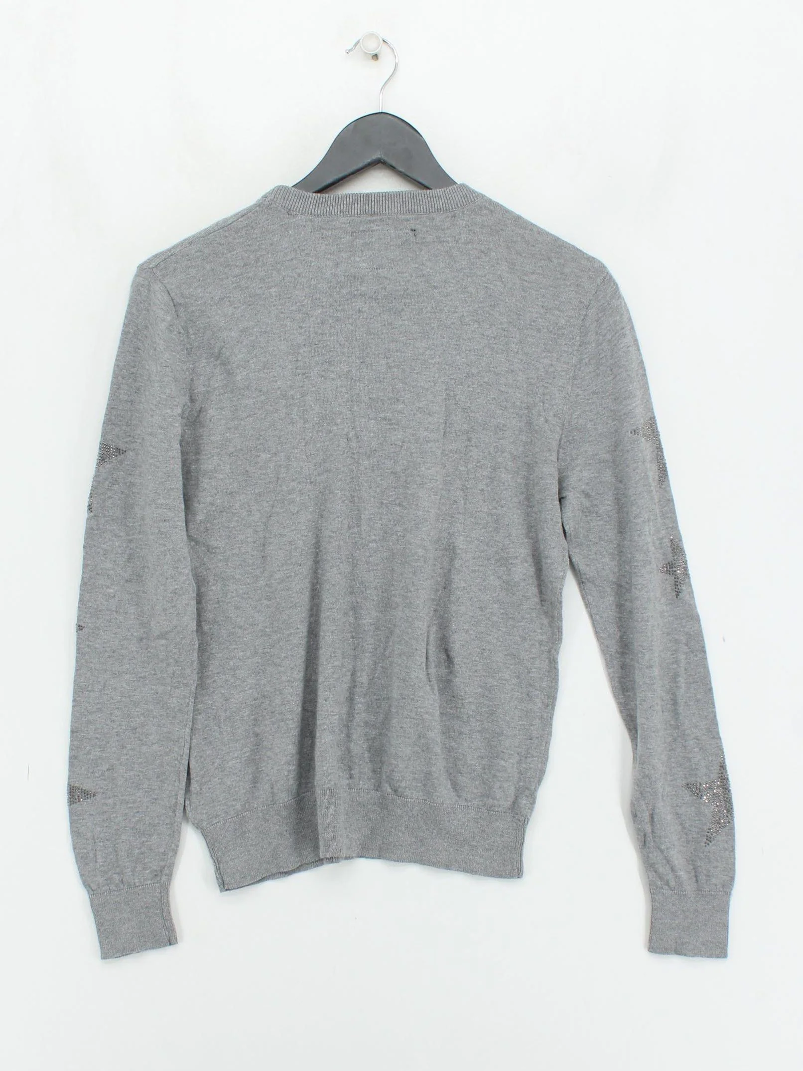Superdry Women's Jumper S Grey Graphic Cotton with Wool Crew Neck Pullover - Image 2