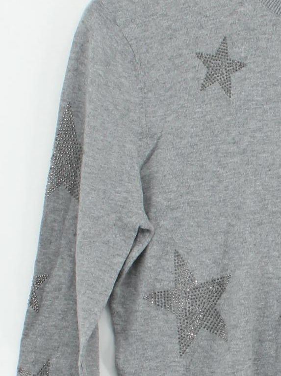Superdry Women's Jumper S Grey Graphic Cotton with Wool Crew Neck Pullover - Image 4