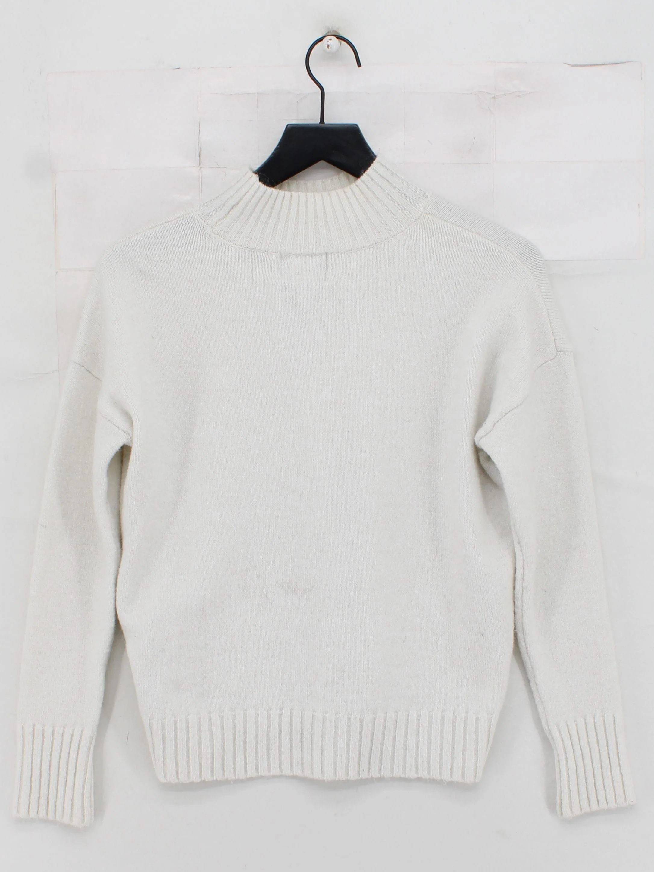 Superdry Women's Jumper S White 100% Wool Mock Neck Pullover - Image 2