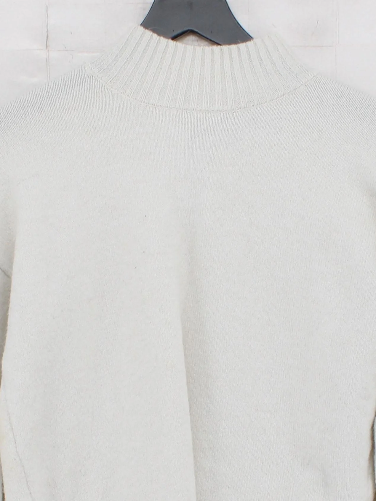 Superdry Women's Jumper S White 100% Wool Mock Neck Pullover - Image 3