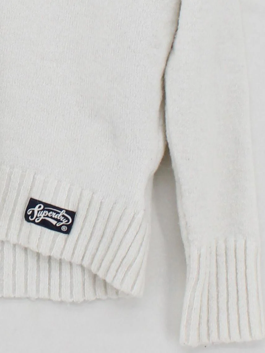 Superdry Women's Jumper S White 100% Wool Mock Neck Pullover - Image 4