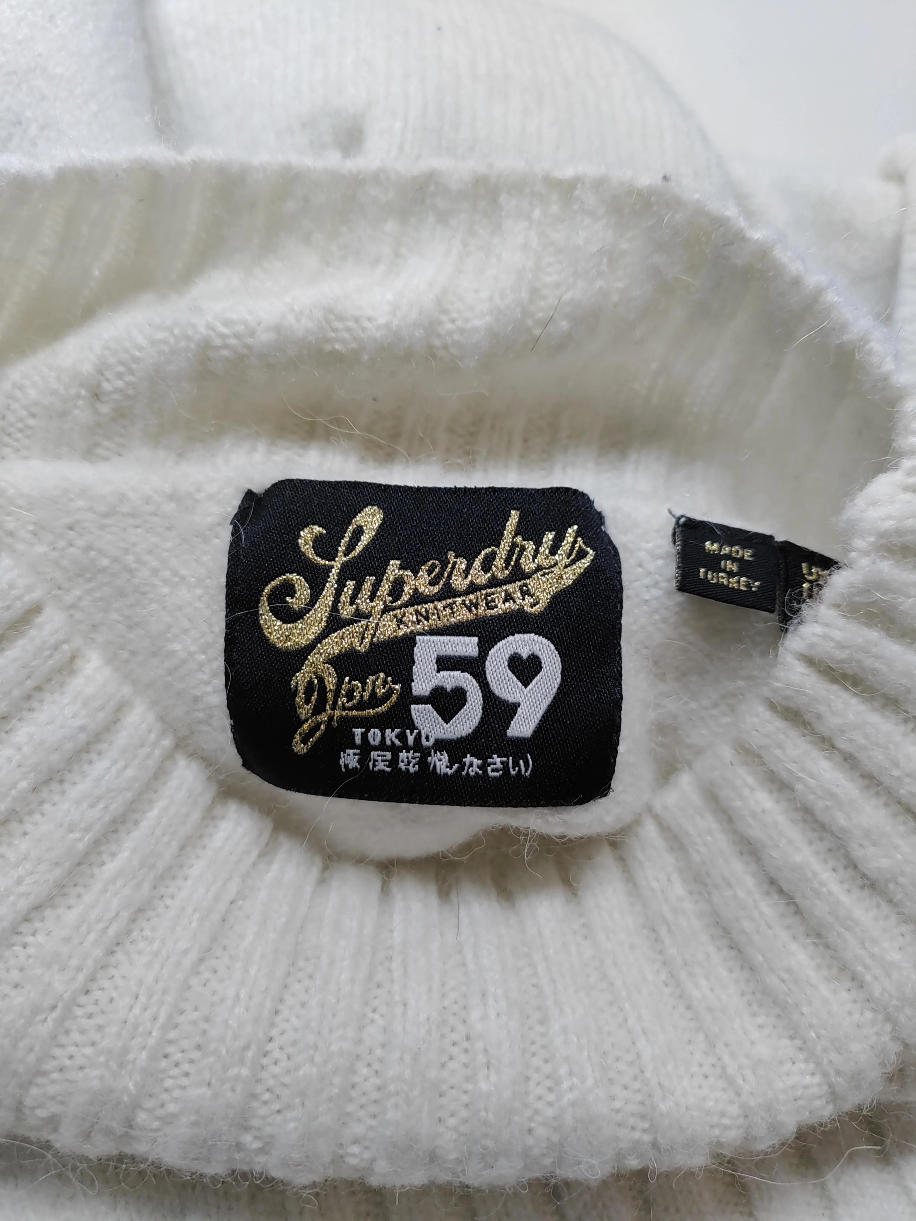 Superdry Women's Jumper S White 100% Wool Mock Neck Pullover - Image 5