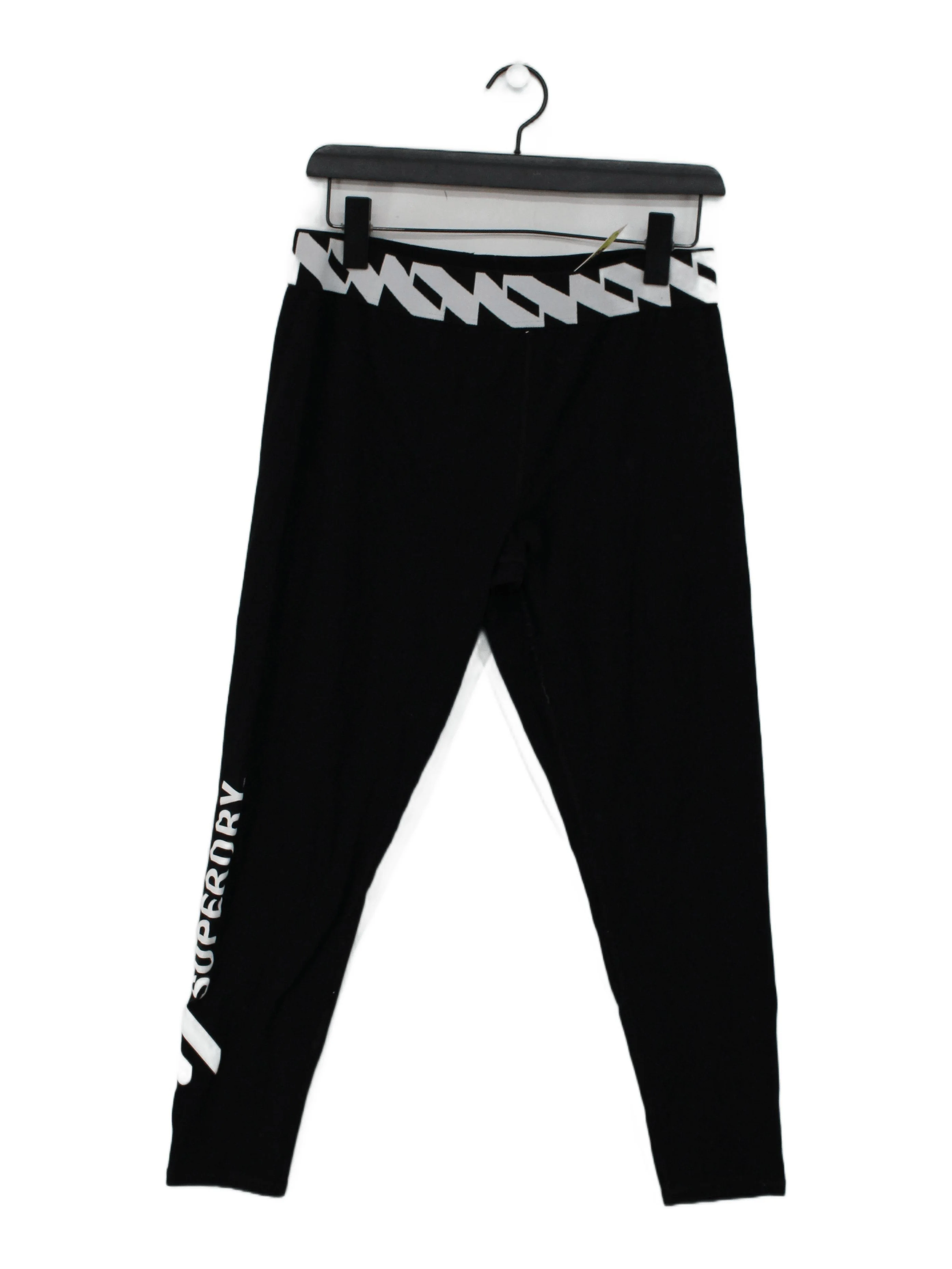 Superdry Women's Leggings UK 16 Black Cotton with Elastane Cropped