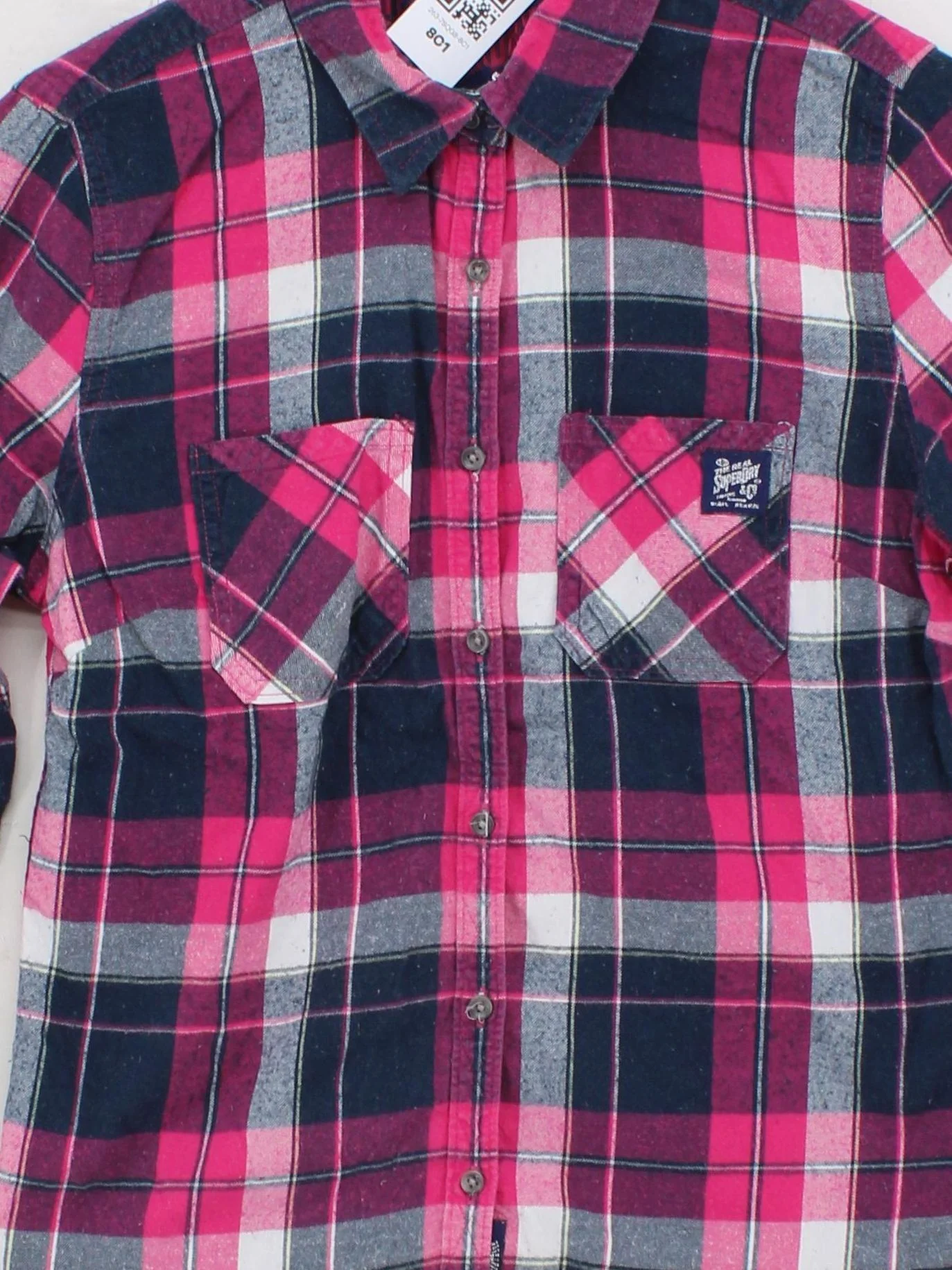 Superdry Women's Shirt M Multi Checkered 100% Cotton Long Sleeve Collared Basic - Image 3
