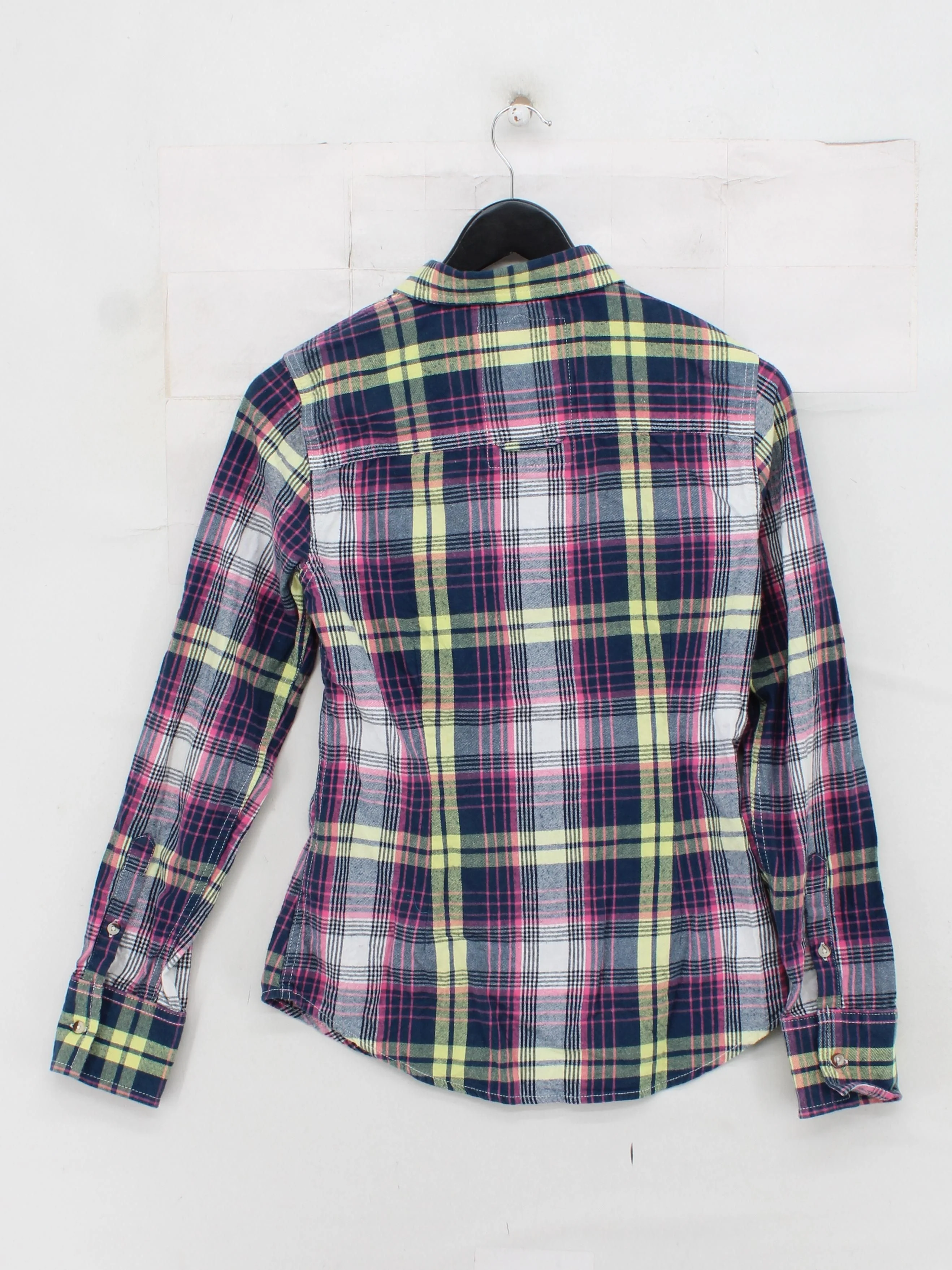 Superdry Women's Shirt S Multi Checkered 100% Cotton Long Sleeve Collared Basic - Image 2