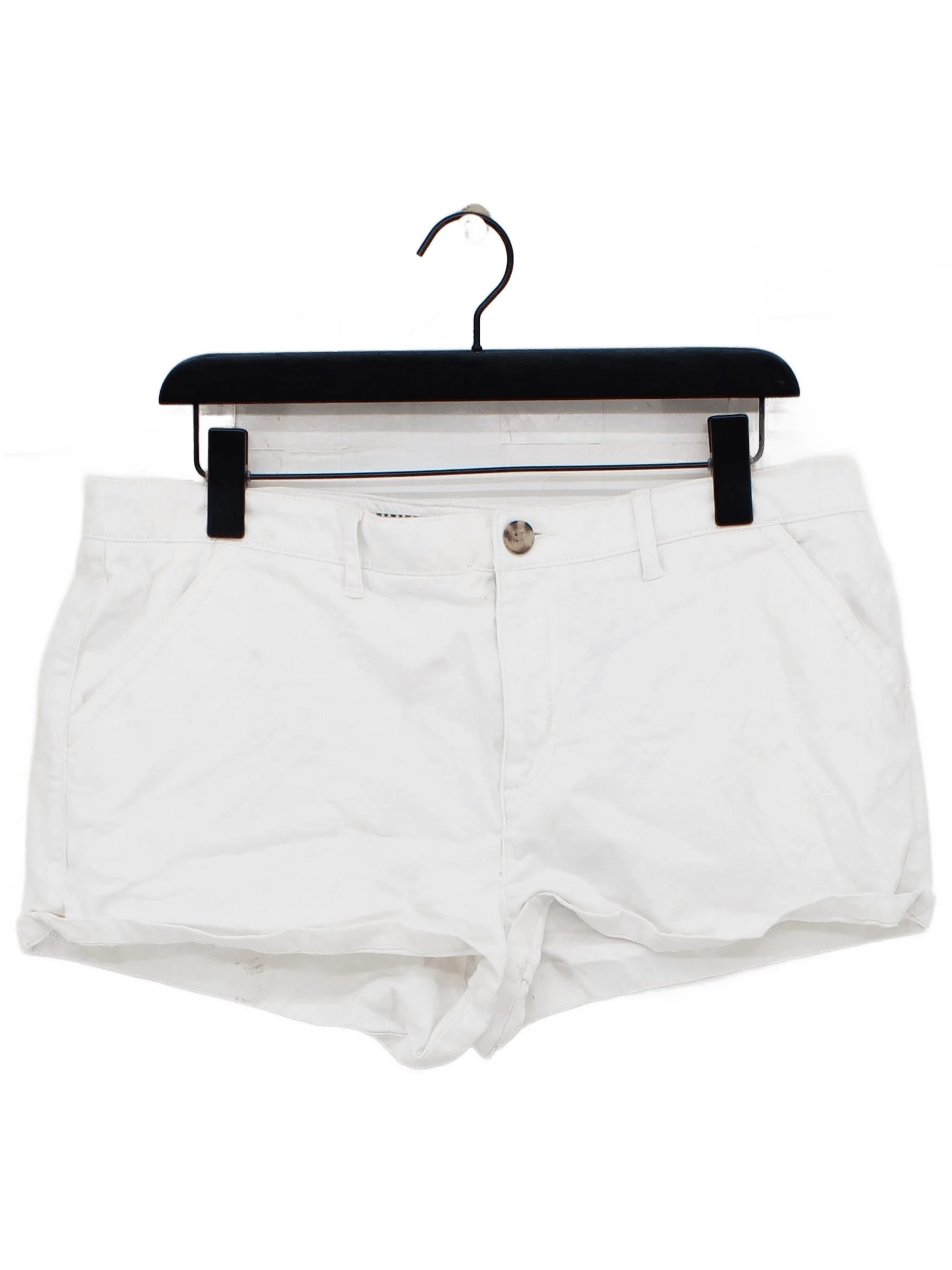Superdry Women's Shorts UK 14 White Cotton with Elastane Cut-Off