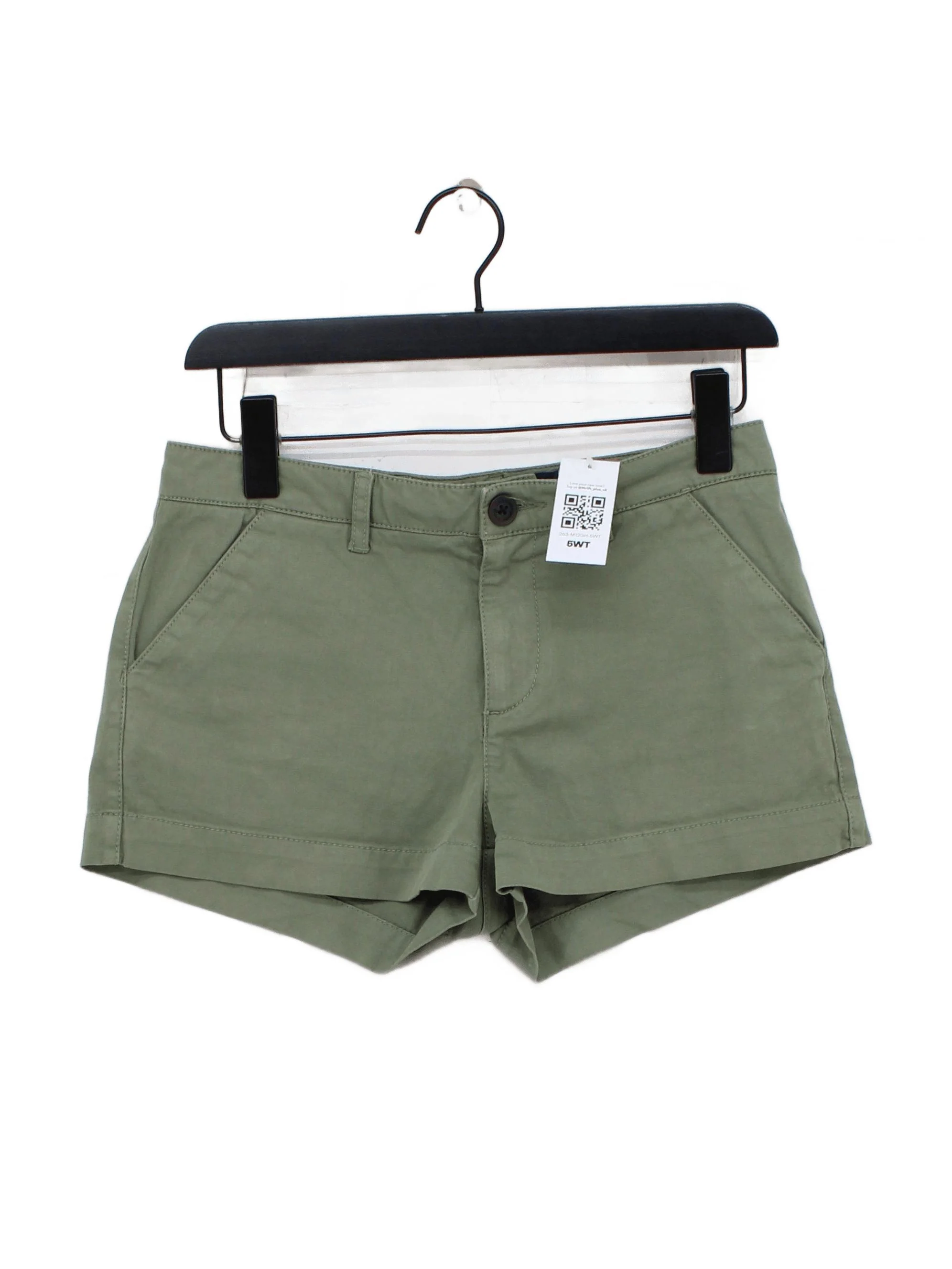 Superdry Women's Shorts UK 8 Green Cotton with Elastane Cut-Off