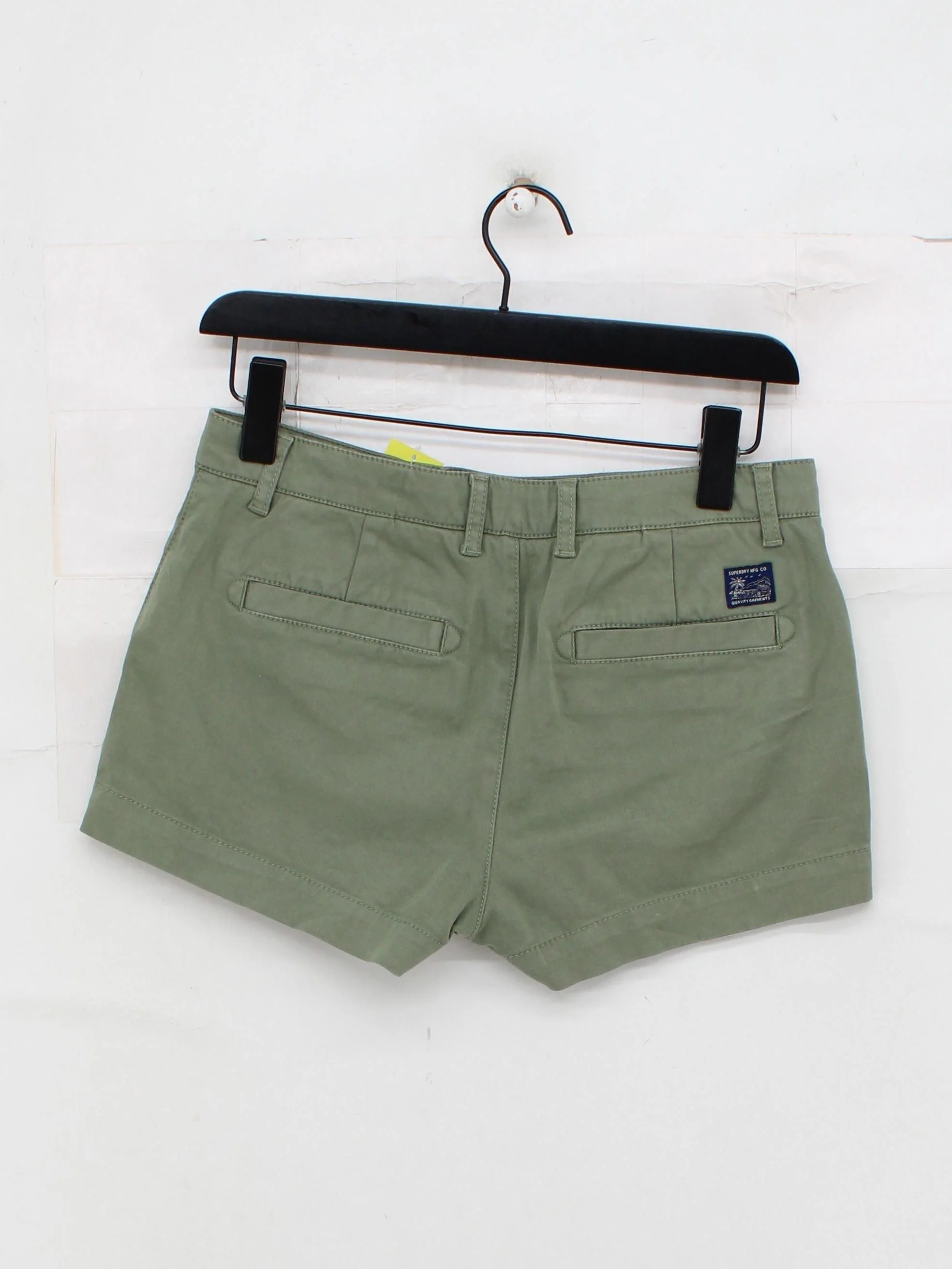 Superdry Women's Shorts UK 8 Green Cotton with Elastane Cut-Off - Image 2