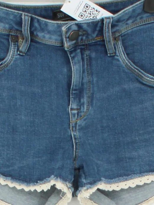 Superdry Women's Shorts W 30 in Blue Cotton with Elastane Cut-Off - Image 3
