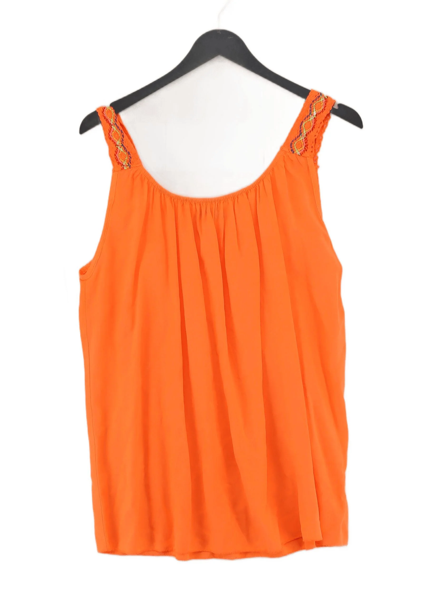 Superdry Women's T-Shirt M Orange 100% Viscose Sleeveless Round Neck Basic