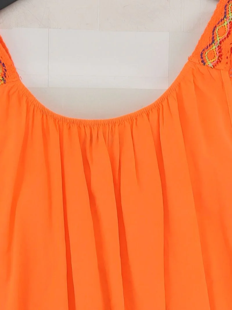 Superdry Women's T-Shirt M Orange 100% Viscose Sleeveless Round Neck Basic - Image 3