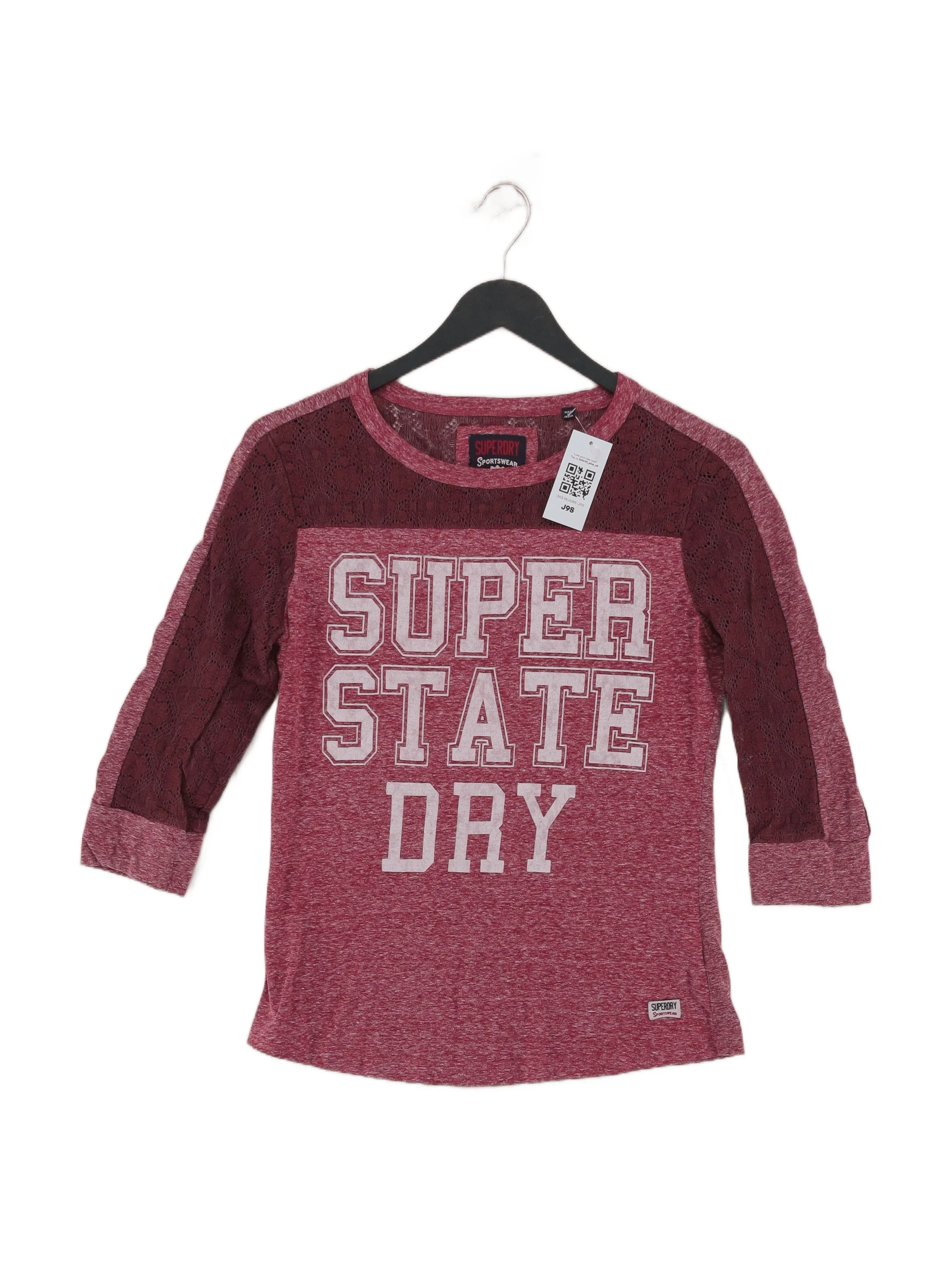 Superdry Women's T-Shirt S Red Polyester with Cotton Basic