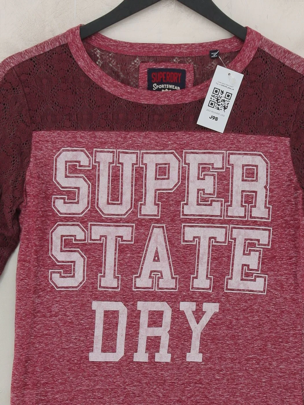 Superdry Women's T-Shirt S Red Polyester with Cotton Basic - Image 3