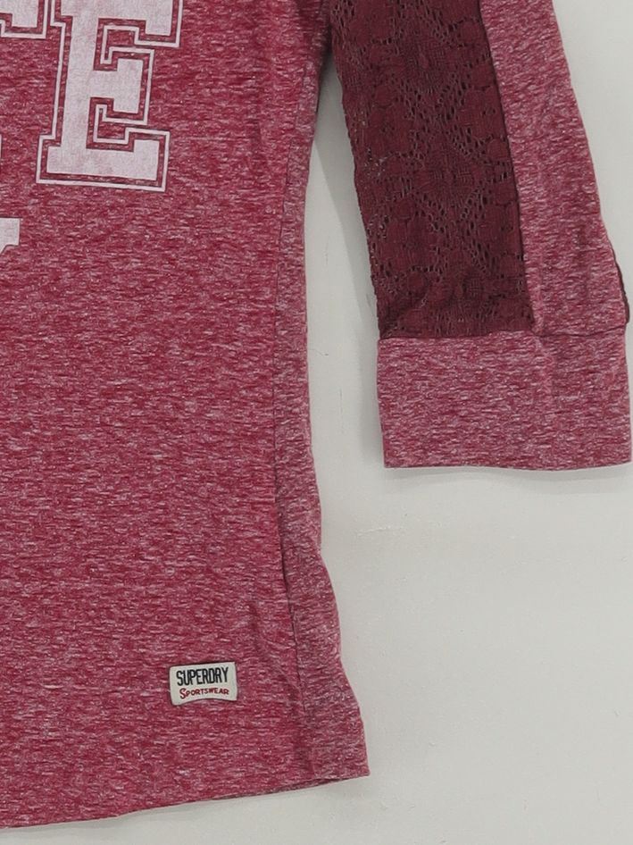 Superdry Women's T-Shirt S Red Polyester with Cotton Basic - Image 4