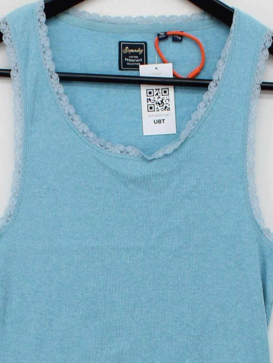 Superdry Women's T-Shirt XS Blue Cotton with Polyester Camisole - Image 3