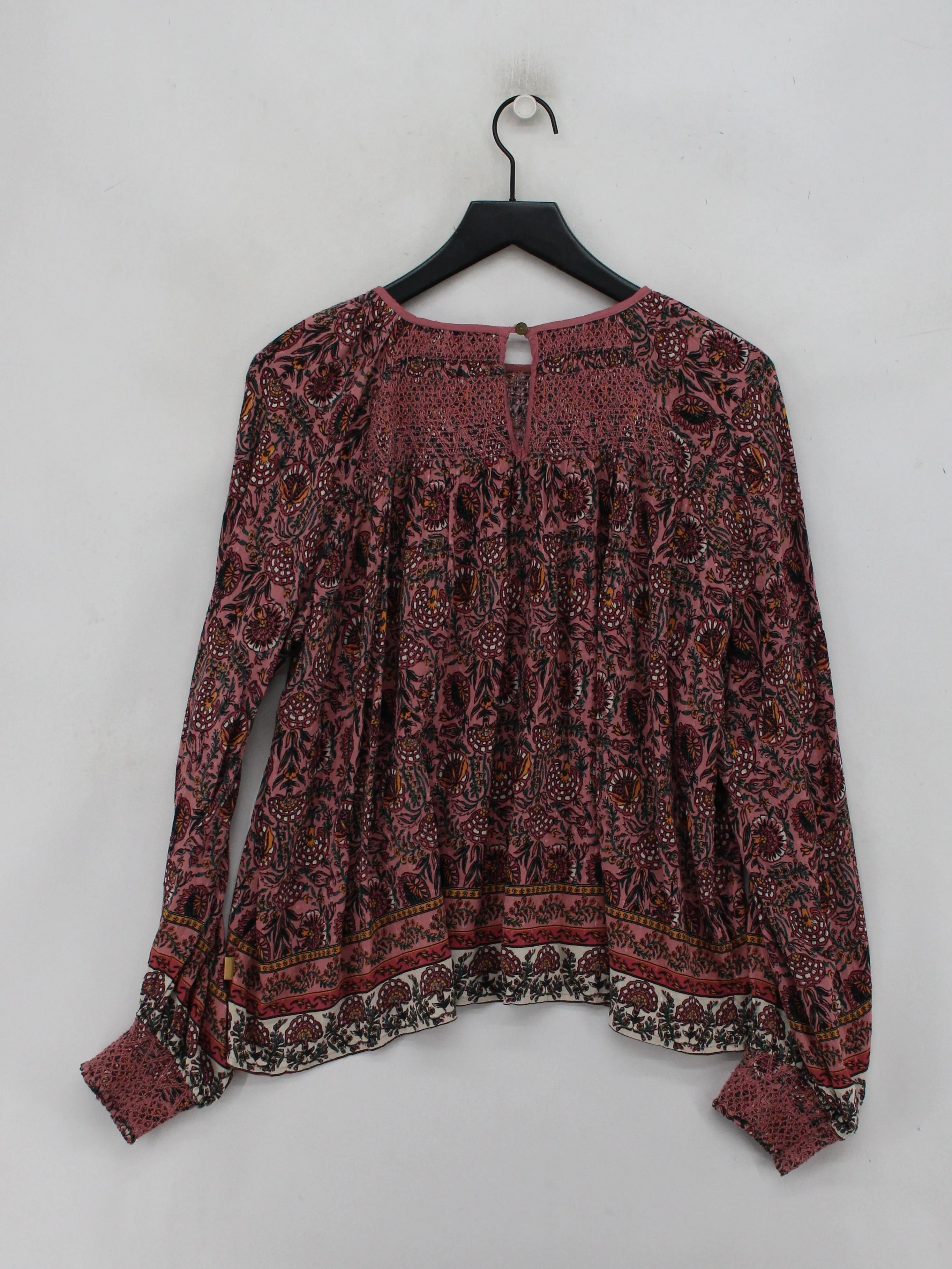 Superdry Women's Top L Pink Floral 100% Viscose Long Sleeve Round Neck Basic - Image 2