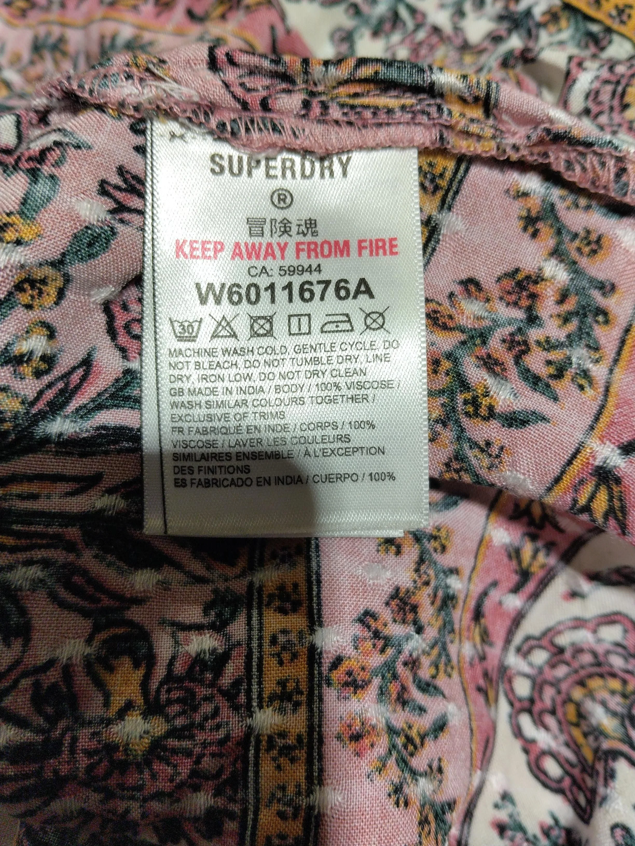Superdry Women's Top L Pink Floral 100% Viscose Long Sleeve Round Neck Basic - Image 6