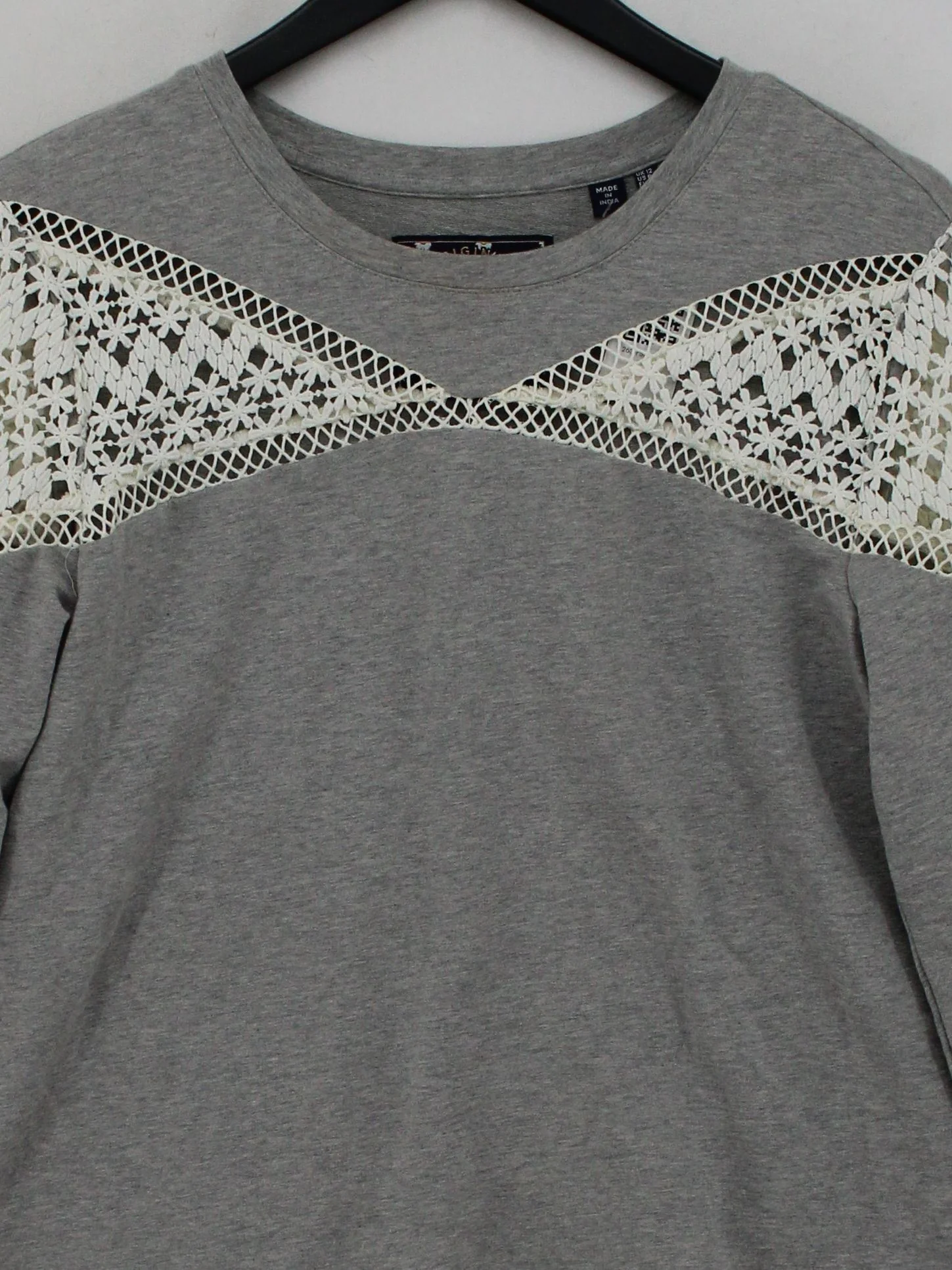 Superdry Women's Top S Grey Cotton with Elastane Long Sleeve Round Neck Basic - Image 3