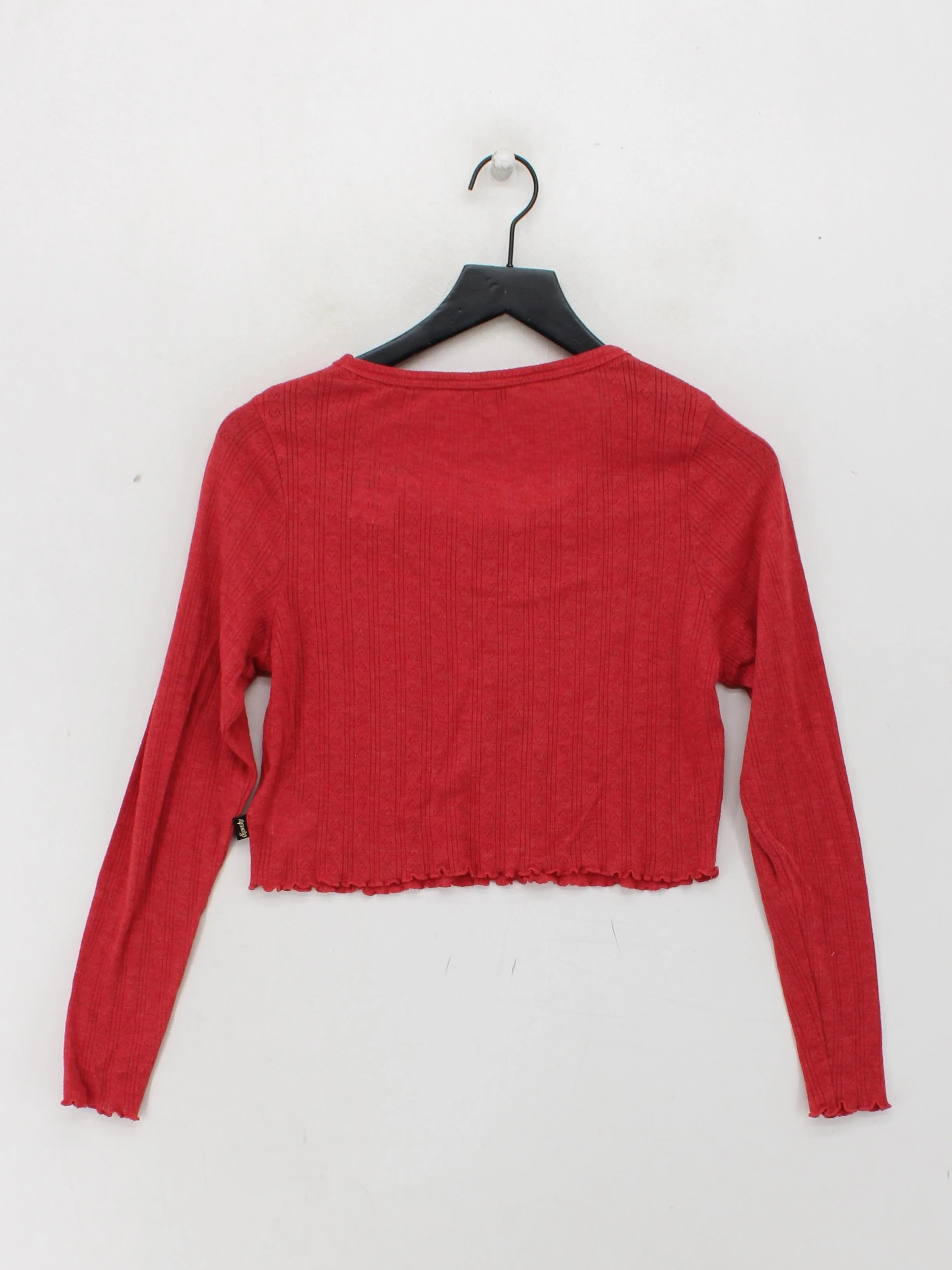 Superdry Women's Top S Red Cotton with Polyester Long Sleeve Round Neck Cropped - Image 2