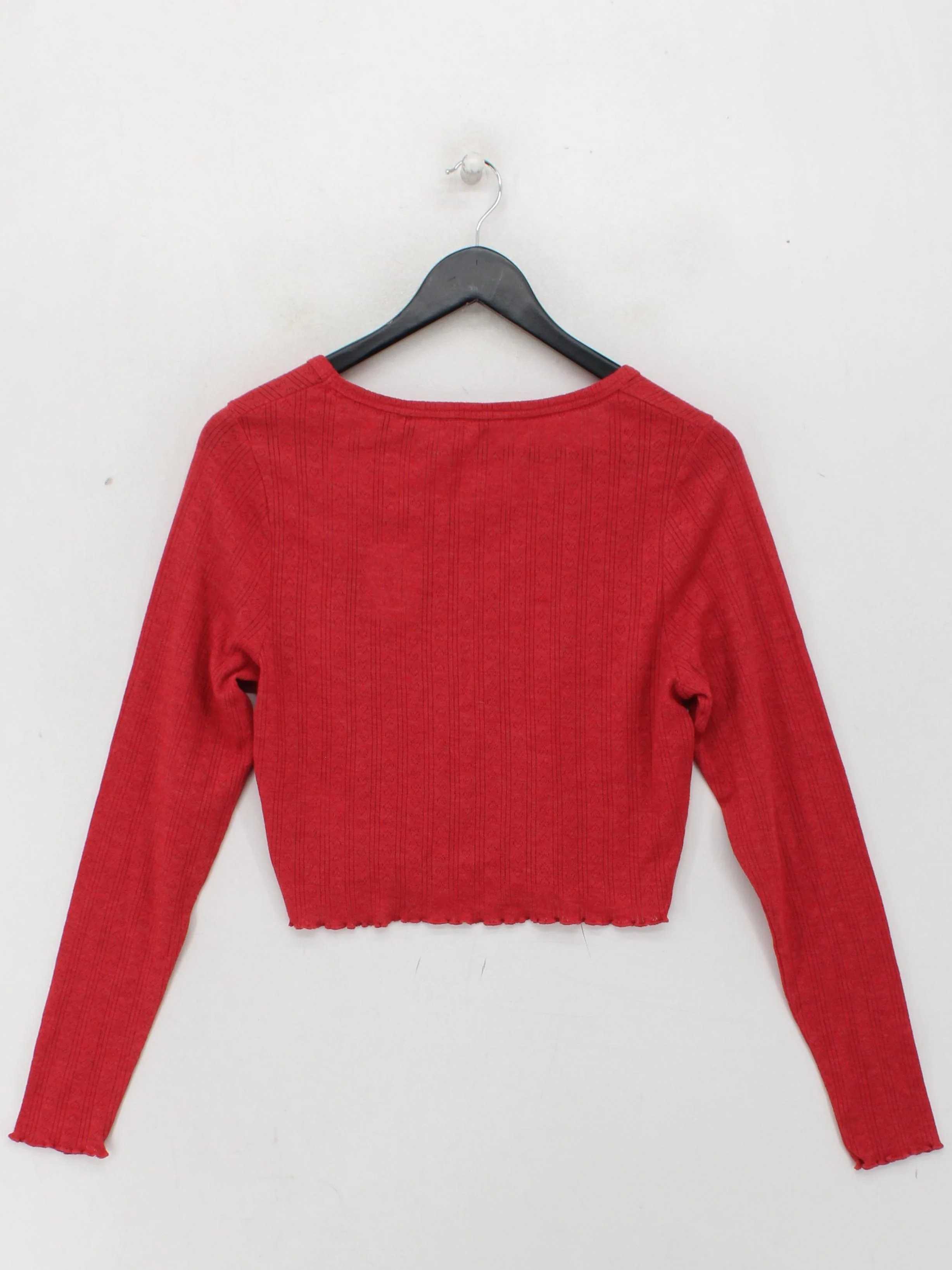 Superdry Women's Top S Red Cotton with Polyester Long Sleeve Round Neck Cropped - Image 2