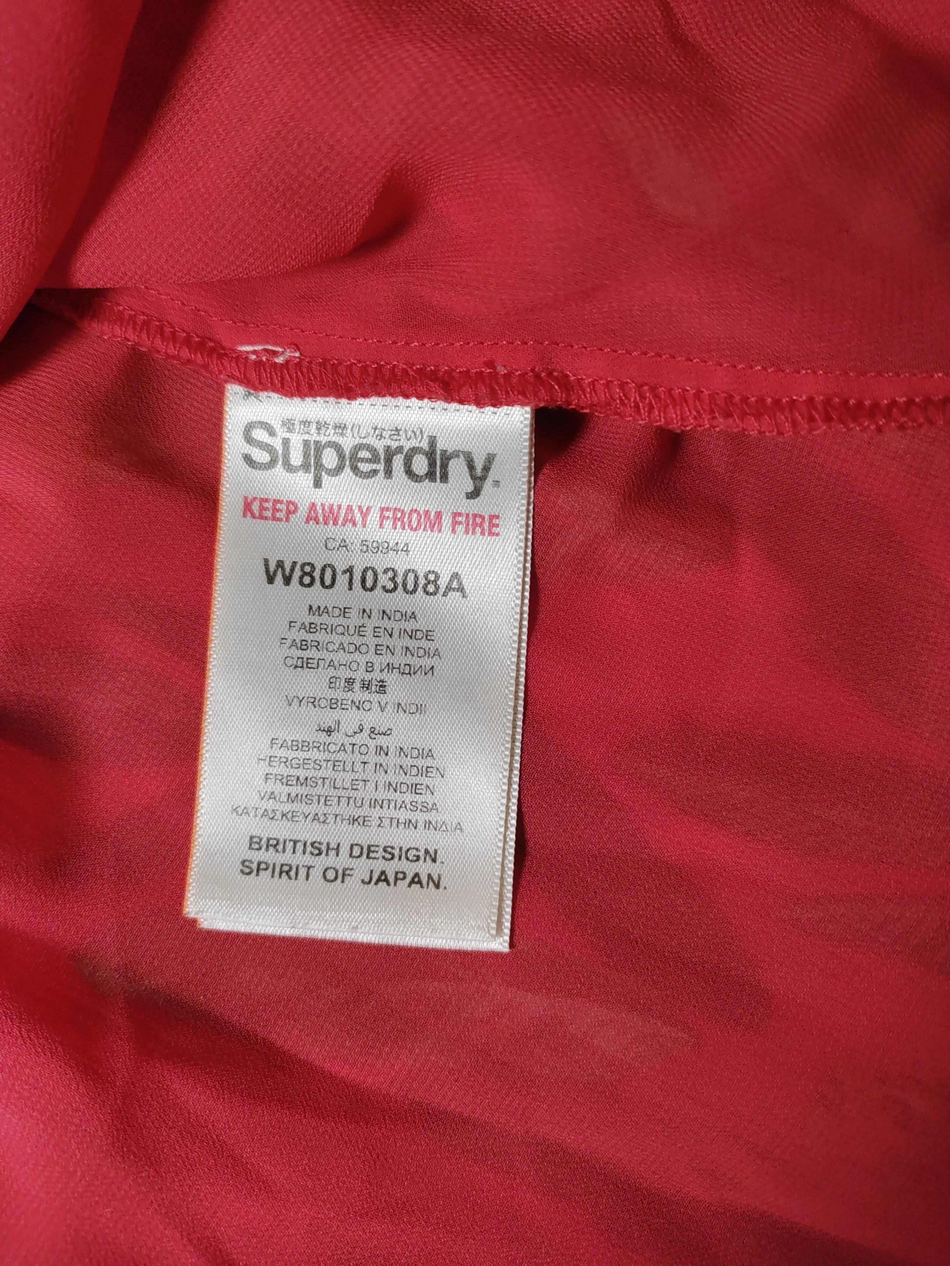 Superdry Women's Top UK 10 Red Animal Print 100% Other Short Sleeve V-Neck Basic - Image 6