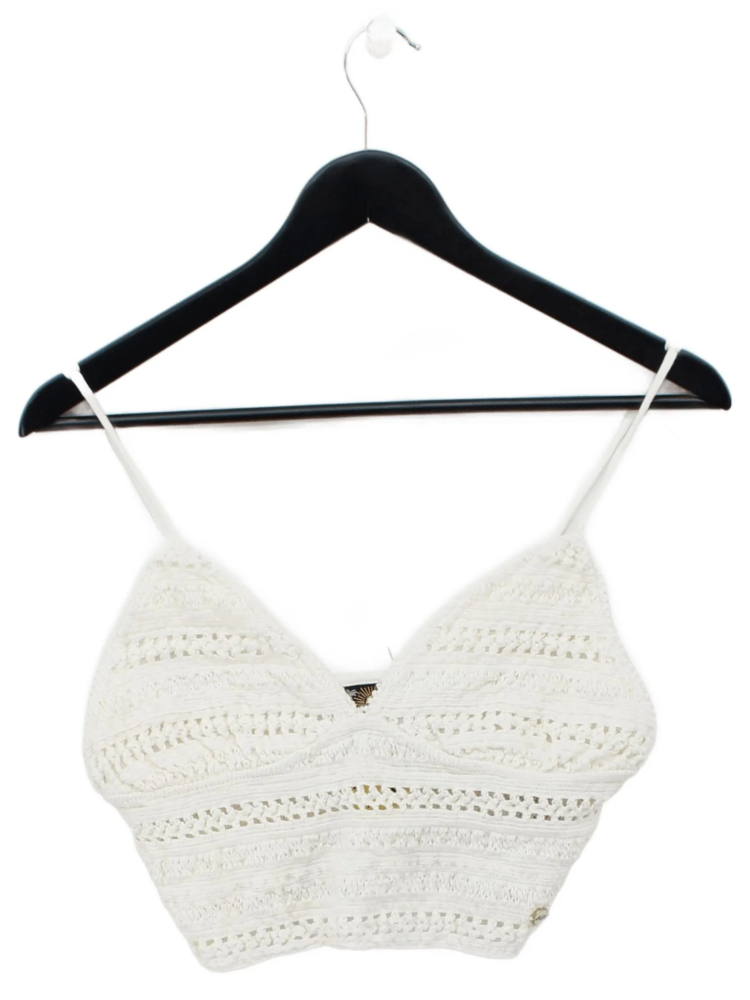 Superdry Women's Top UK 10 White Cotton with Polyester, Elastane Cropped