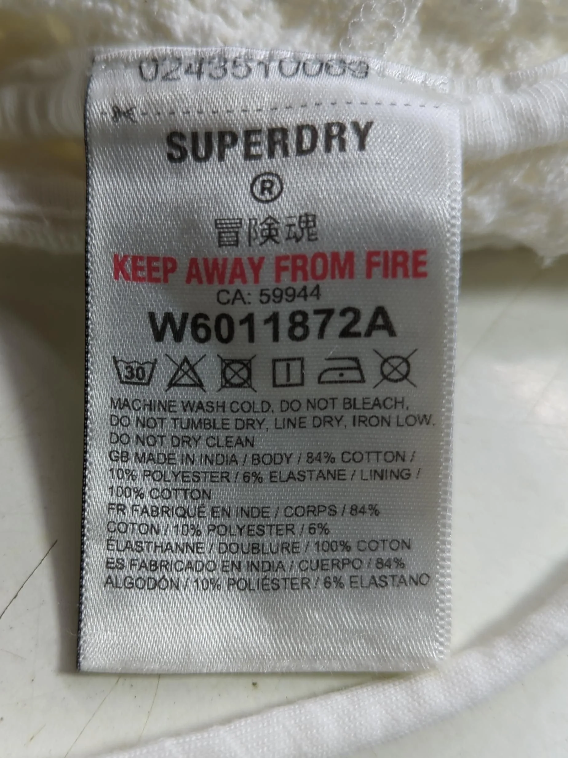 Superdry Women's Top UK 10 White Cotton with Polyester, Elastane Cropped - Image 6