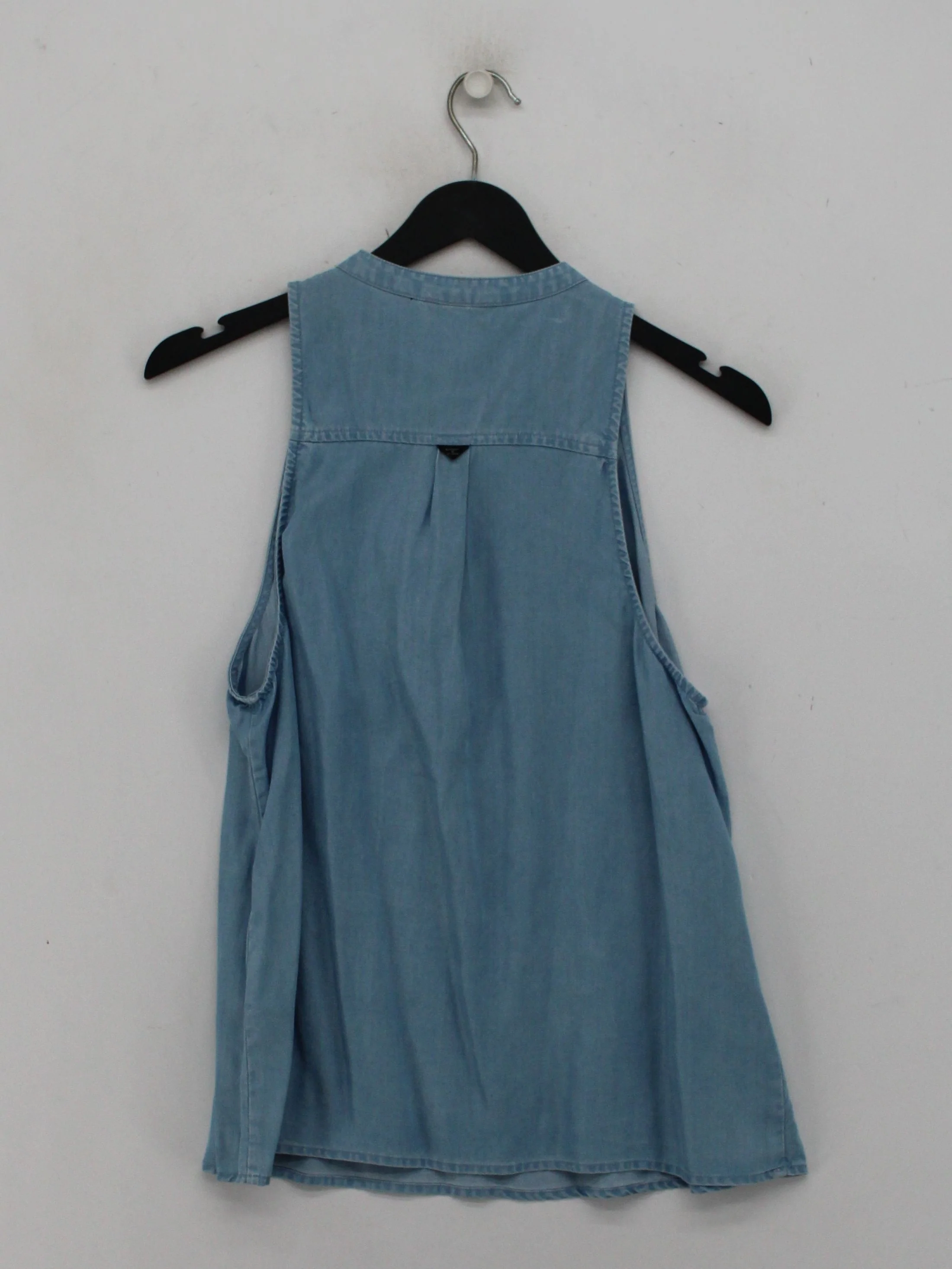 Superdry Women's Top UK 12 Blue 100% Lyocell Modal Sleeveless Collared Basic - Image 2